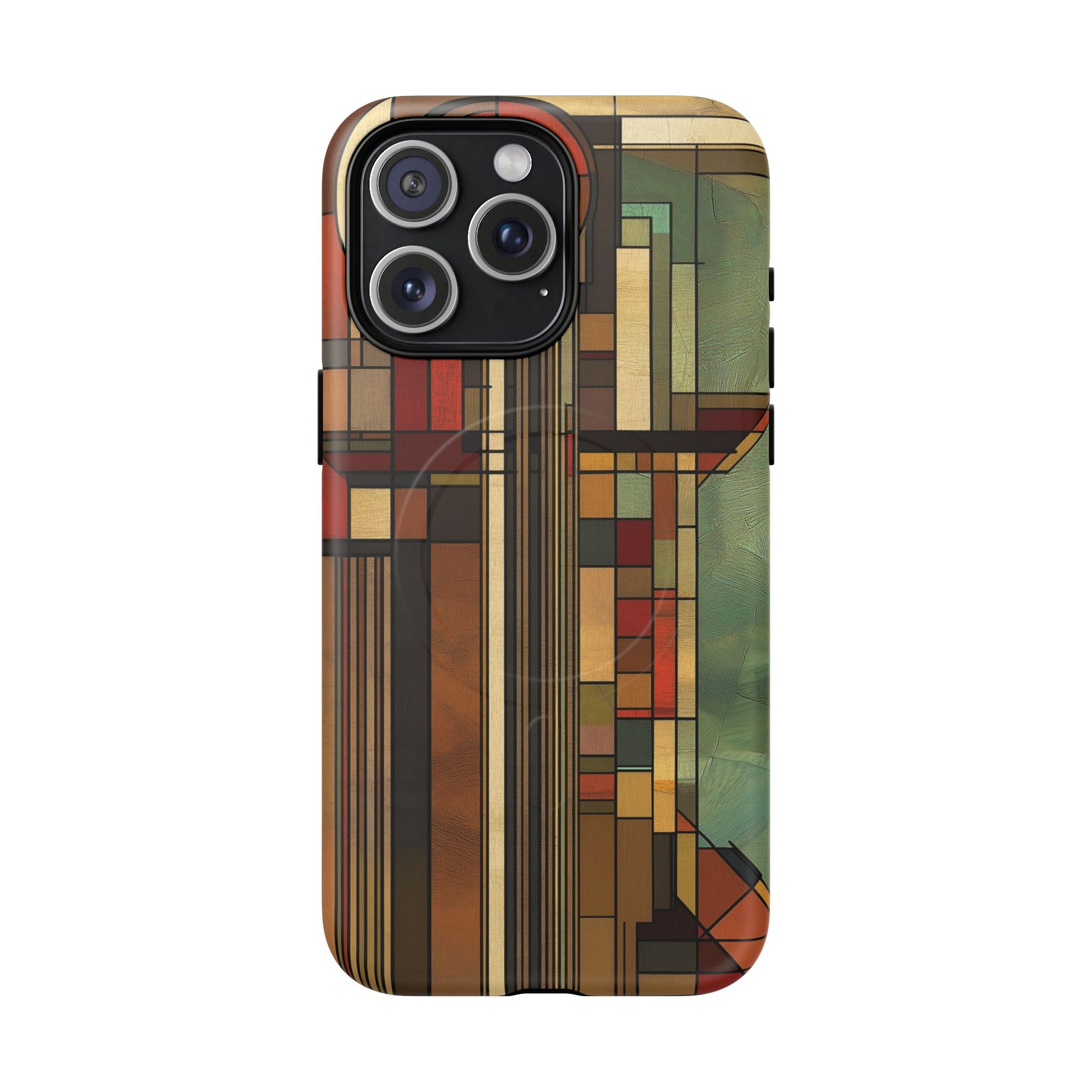 Magsafe Prairie Style Frank Lloyd Wright Usonian Phone Case Geometric Stained Glass Art Deco Marble 14 15 16 iPhone Pro Max