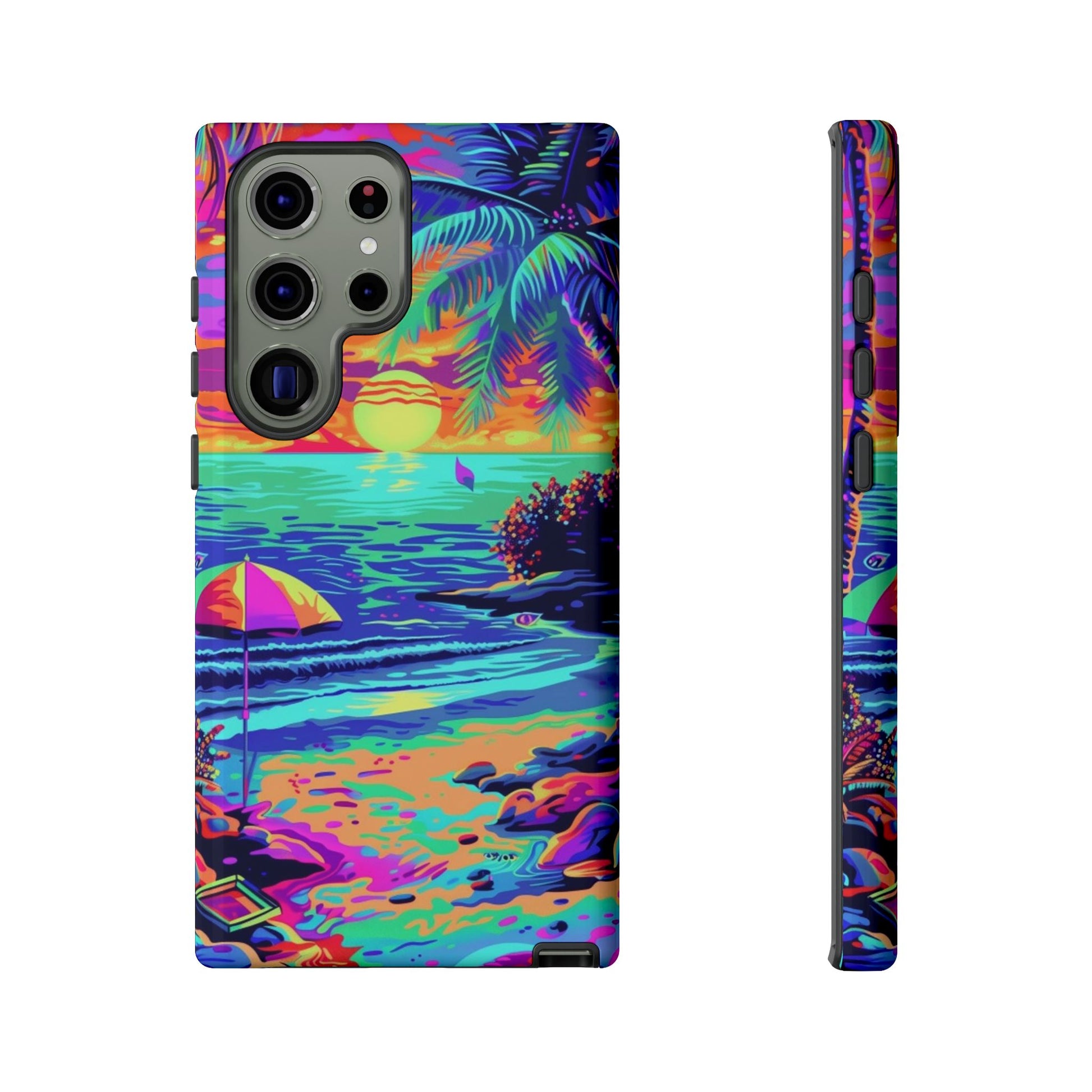 Beach Bliss: Durable Android Phone Case with Lisa Frank Style