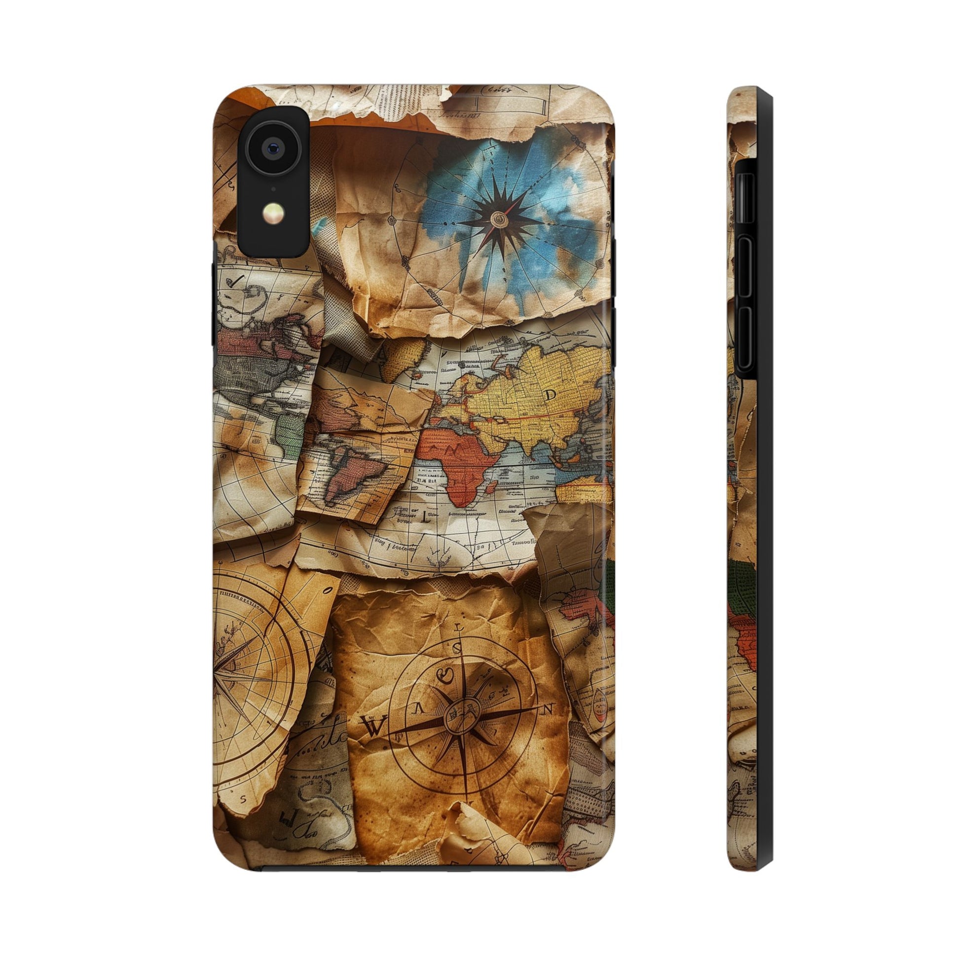 Double Layer Map Phone Case - Protective Phone Case Vintage Map Design - Durable Dual Layer Case with Map Print - Travel Inspired Phone Case