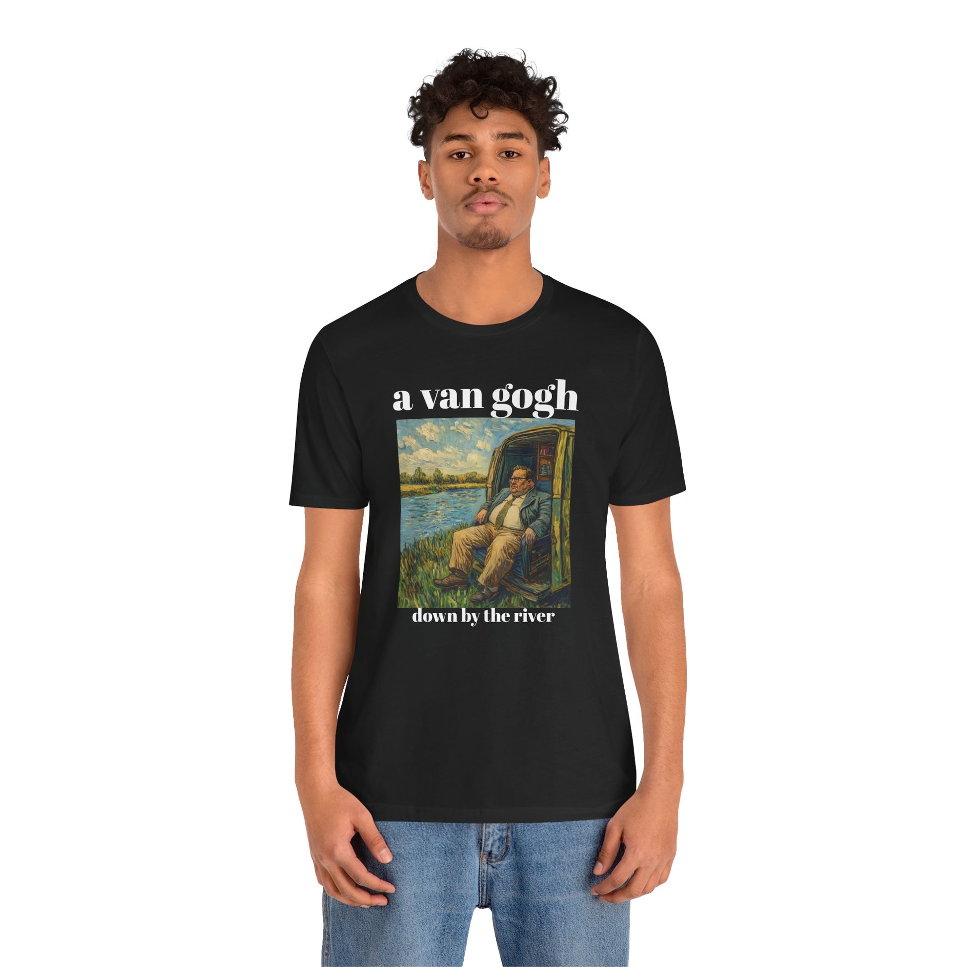 Tshirt Van Gogh Down by the River Van Gogh Style Print Sitting by a River Graphic Tee Tshirt Matte Foley Wall Decor ShirtFine Wall Art