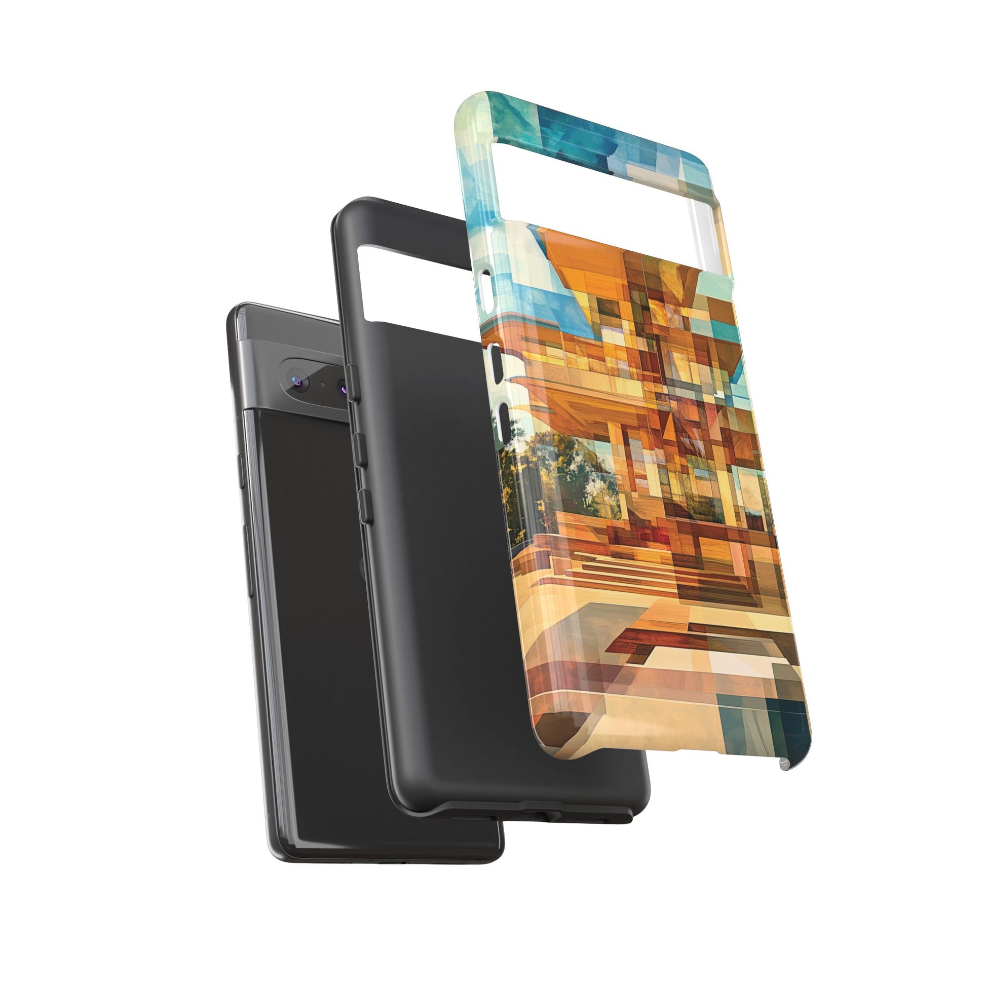 Frank Lloyd Wright Inspired Prairie Usonian Phone Case Geometric Stained Glass Art Deco Marble Gold 13 14 15 16 iPhone Pro Max Galaxy Pixel