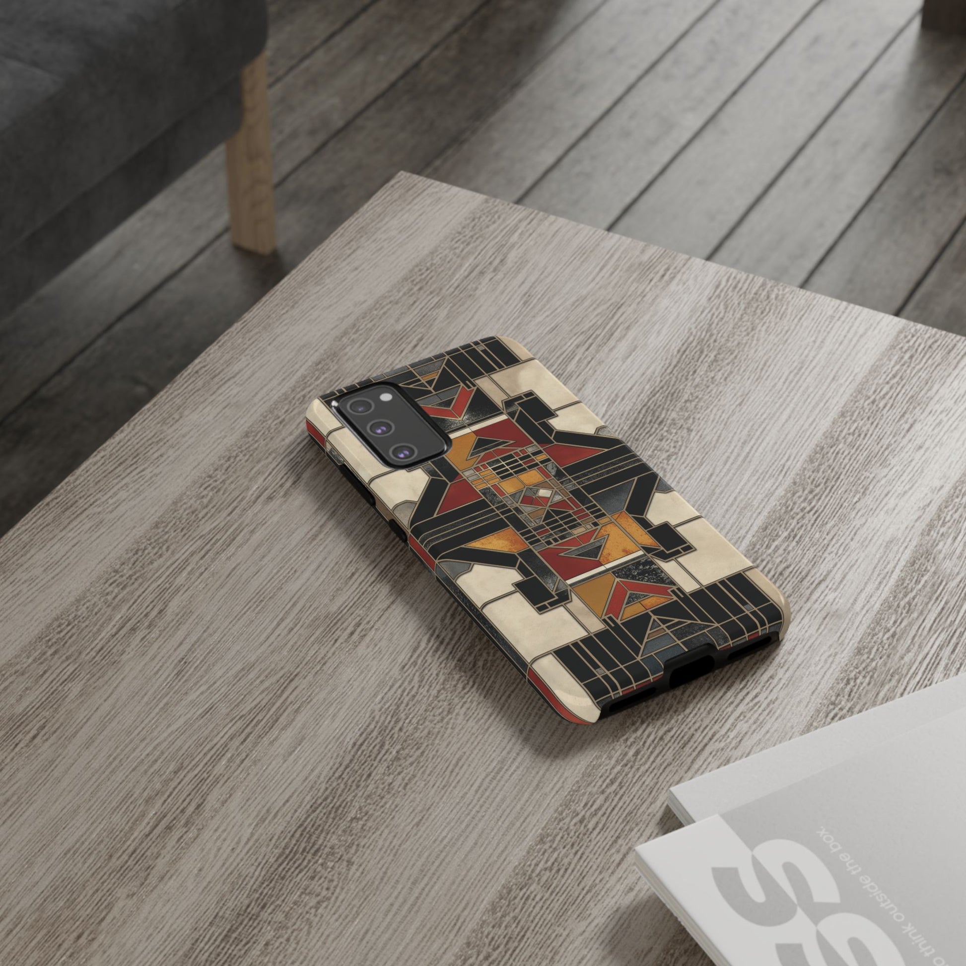 Stained Glass Art Deco Southwest Prairie Style Frank Lloyd Phone Case Geometric Marble Gold 13 14 15 16 iPhone Pro Max Galaxy Pixel