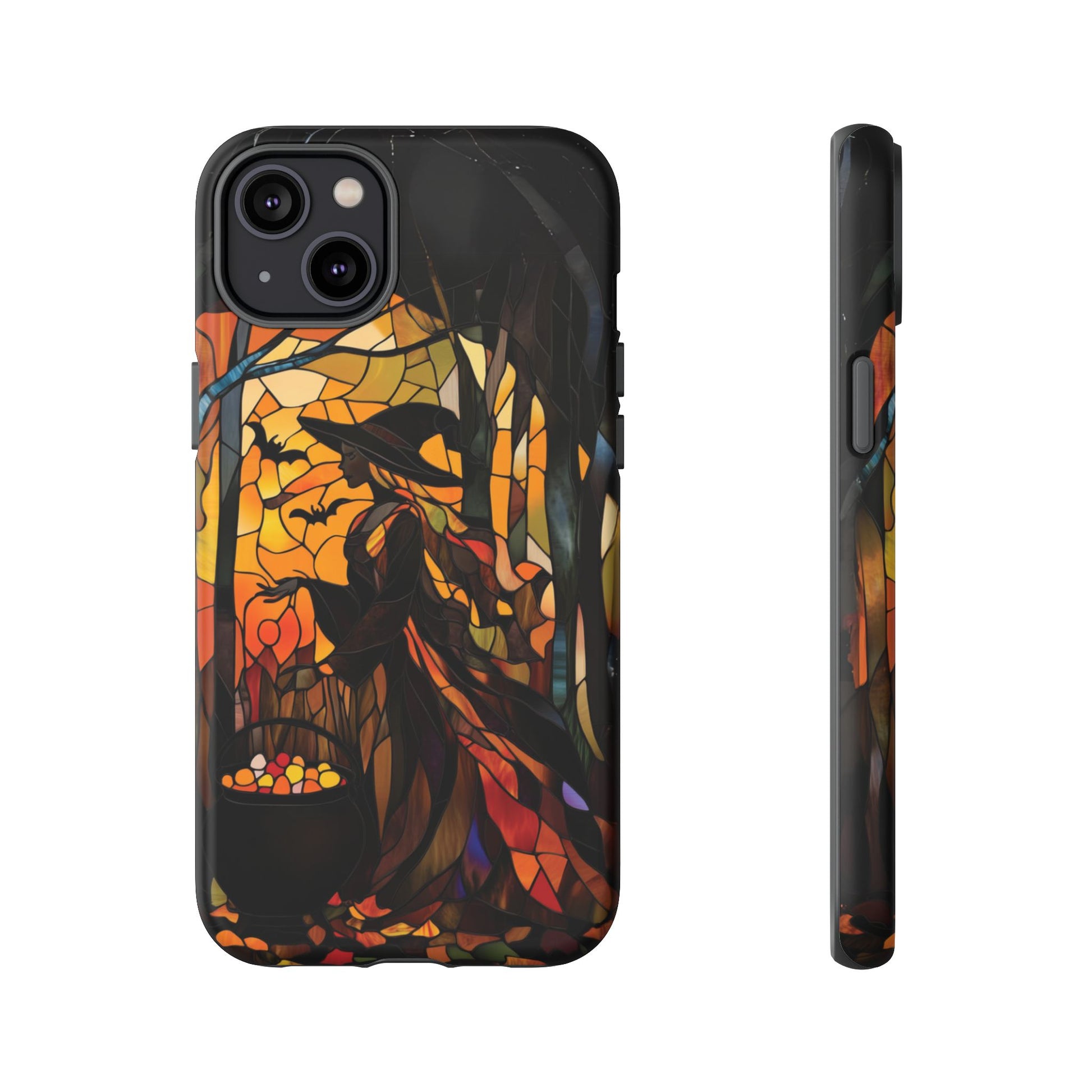 Dark Academia Halloween Witch Stained Glass Style