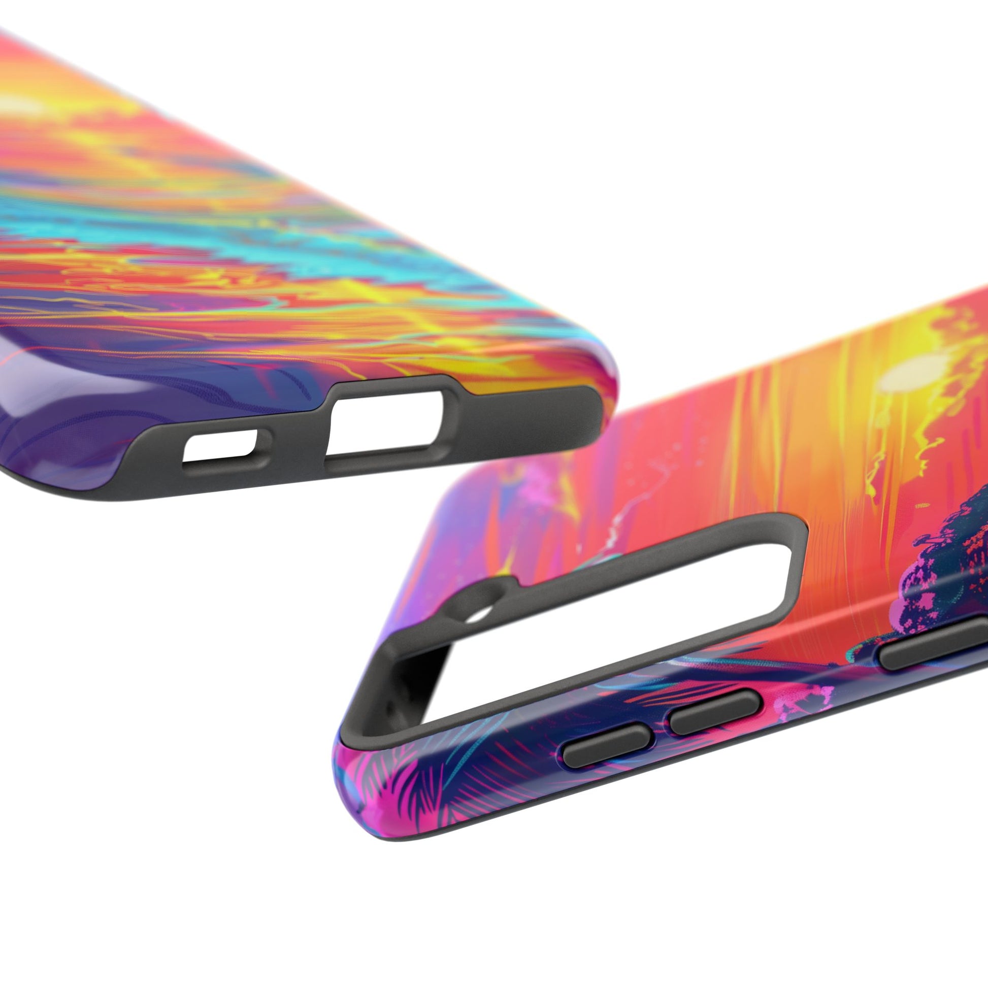 Tough Beach Sunrise Phone Case - Durable Case Lisa Frank Inspired Beach Art - Vibrant Beach Design - Colorful Phone Case for Beach Lovers
