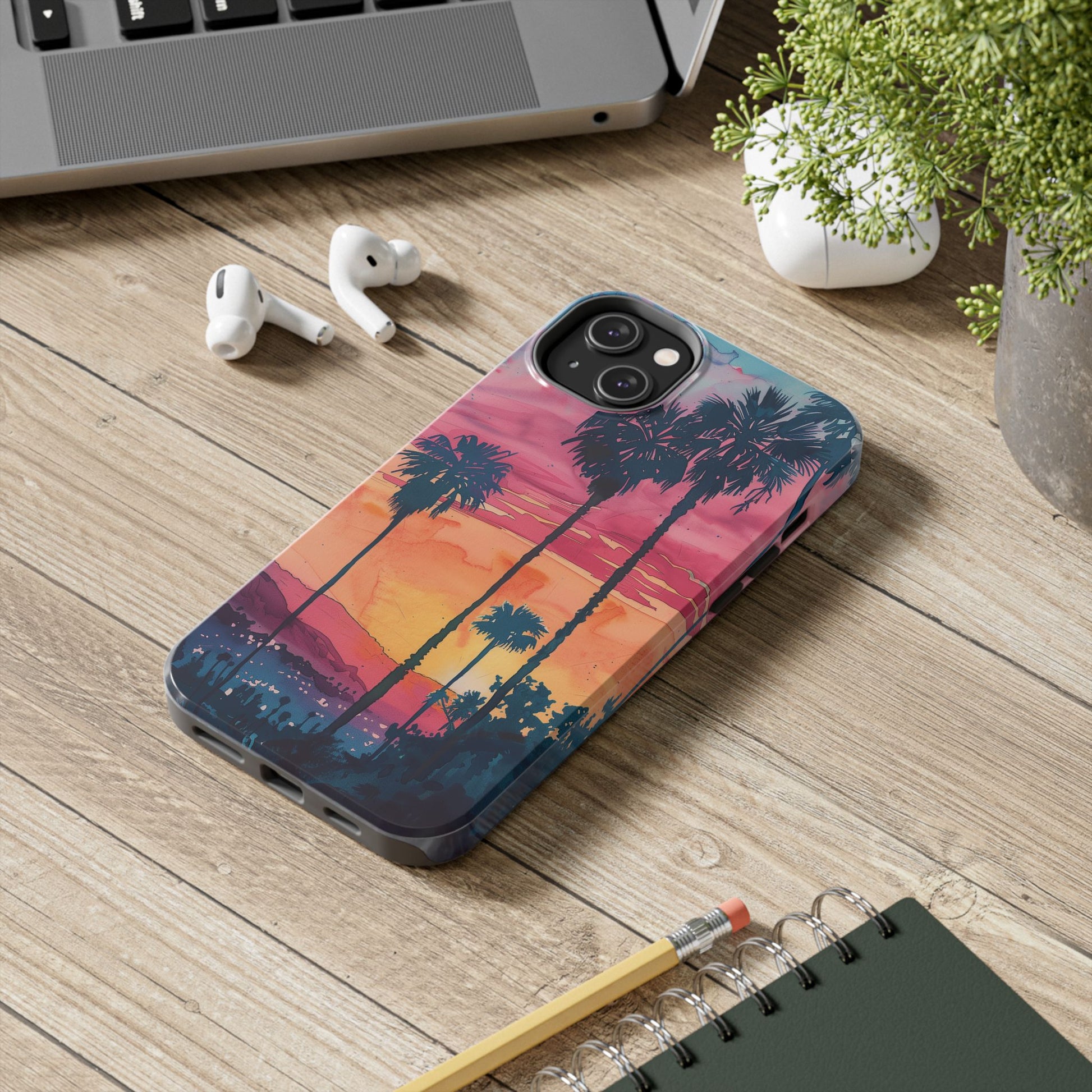Los Angeles Sunset iPhone Case, Golden Hour Scenic View, Hollywood Hills Sunset Phone Case, Palm Trees Phone Case, iphone 15 pro max case