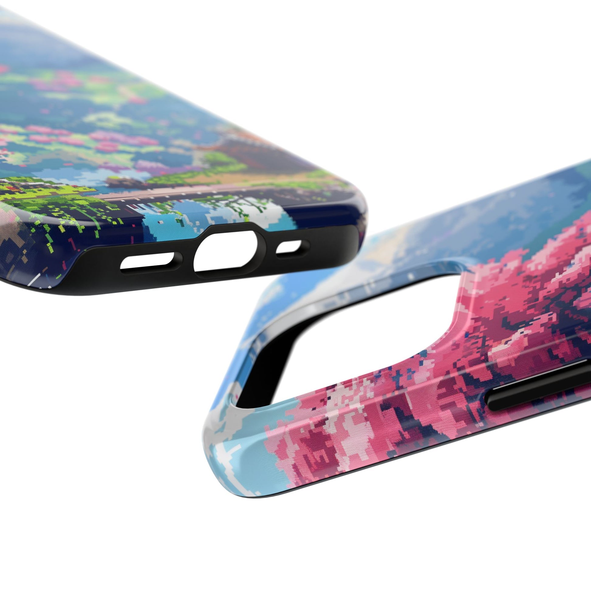 Pixel Art Video Game Landscapes Phone Case, Retro Gaming Pixelated Design, Geeky Gamer Phone Cover, Unique Video Game Art Accessories