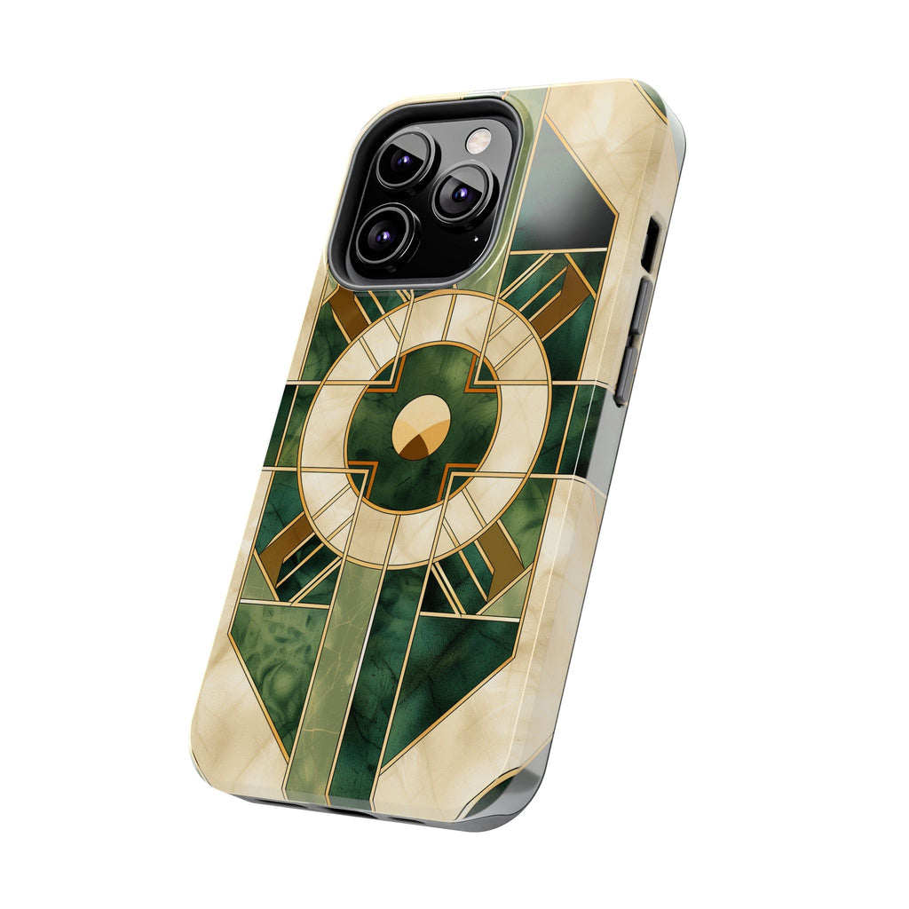 Green Frank Lloyd Wright Inspired Phone Case - Geometric Elegance for iPhone Models