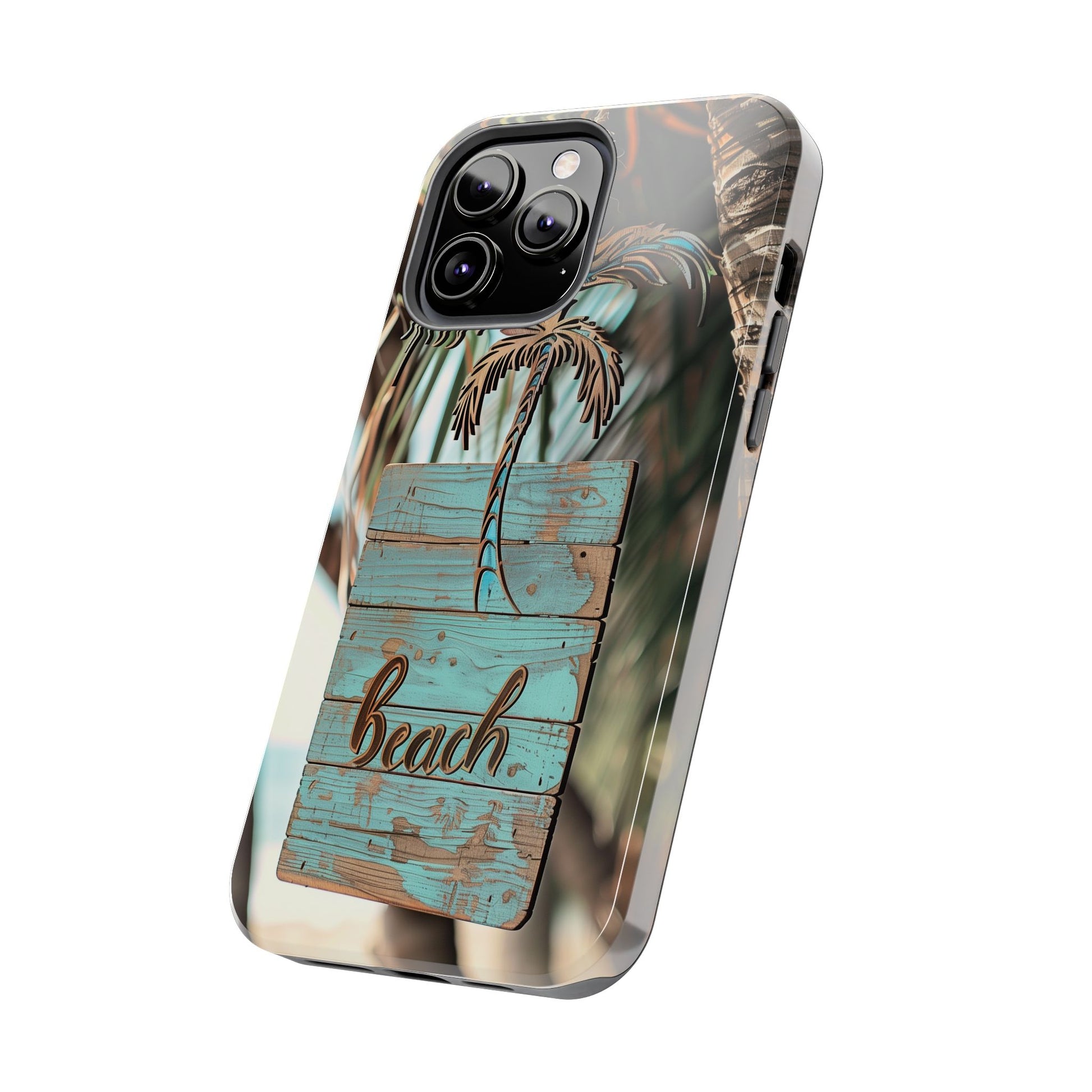 Durable Phone Case with Palm Tree Charm