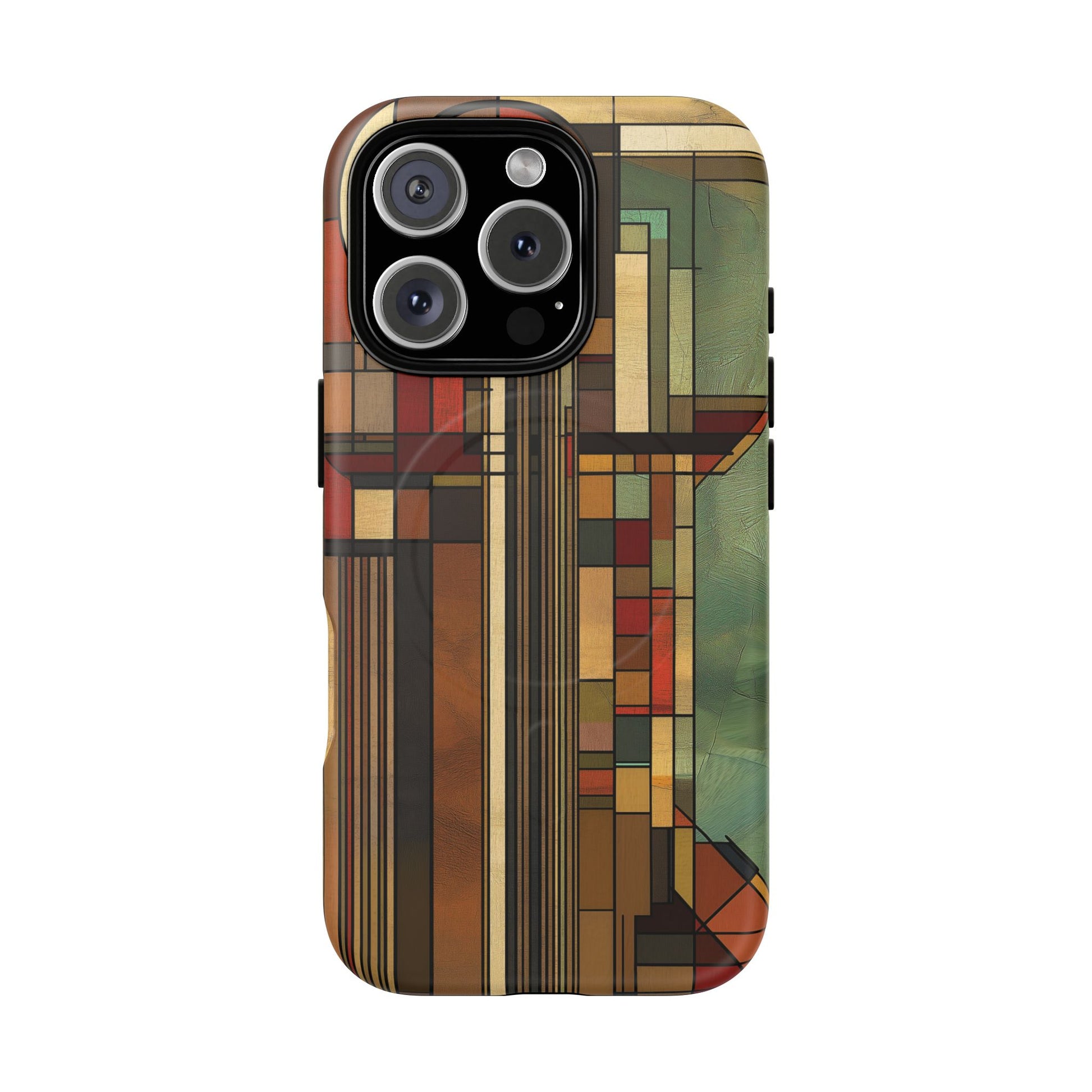 Magsafe Prairie Style Frank Lloyd Wright Usonian Phone Case Geometric Stained Glass Art Deco Marble 14 15 16 iPhone Pro Max