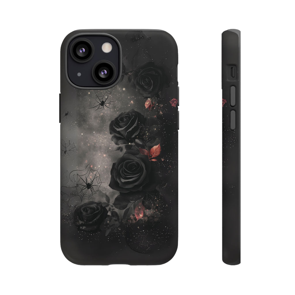 Gothic Floral Phone Case Dark Academia Black Roses Spider Webs Space Witchcraft Night Sky iPhone 13 14 15 16 Pro Max Galaxy Pixel