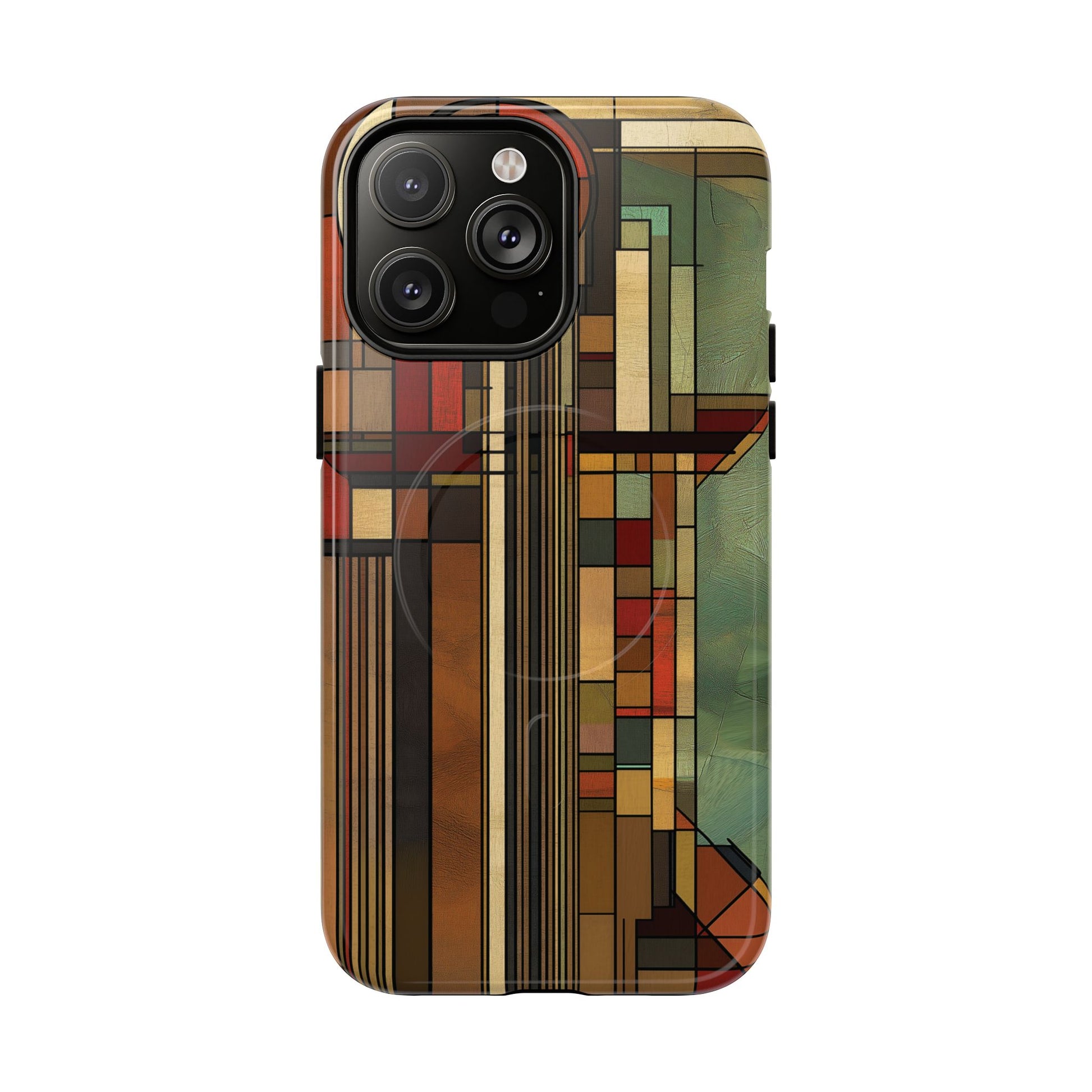 Magsafe Prairie Style Frank Lloyd Wright Usonian Phone Case Geometric Stained Glass Art Deco Marble 14 15 16 iPhone Pro Max
