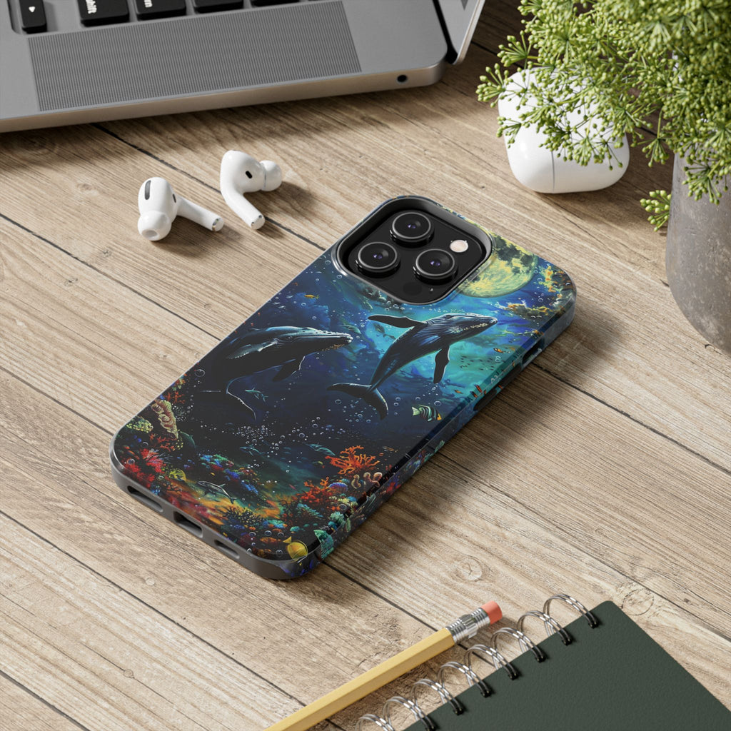 Moonlit Whales Underwater Phone Case - Durable and Stunning Protective Cover