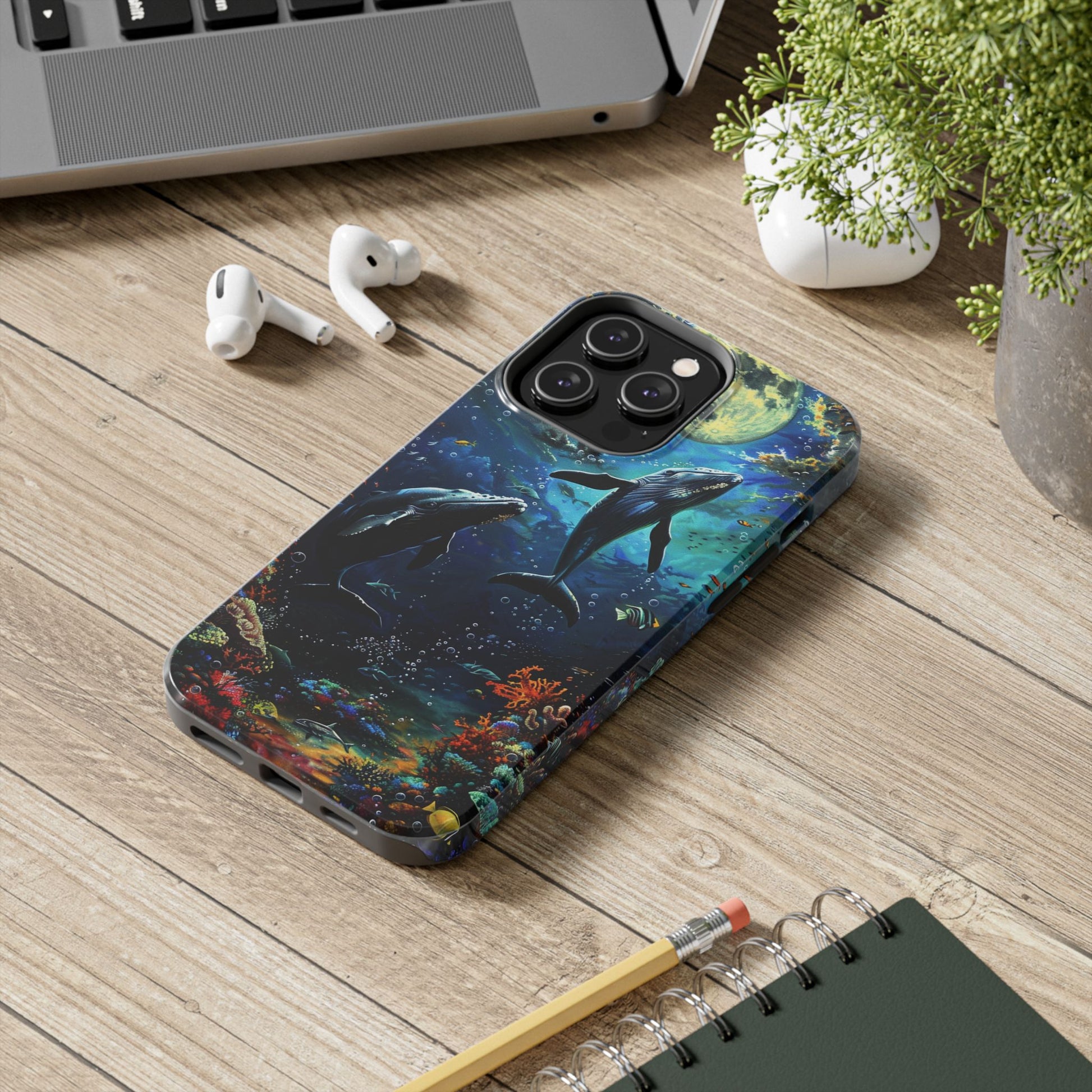 Moonlit Whales Underwater Phone Case - Durable and Stunning Protective Cover