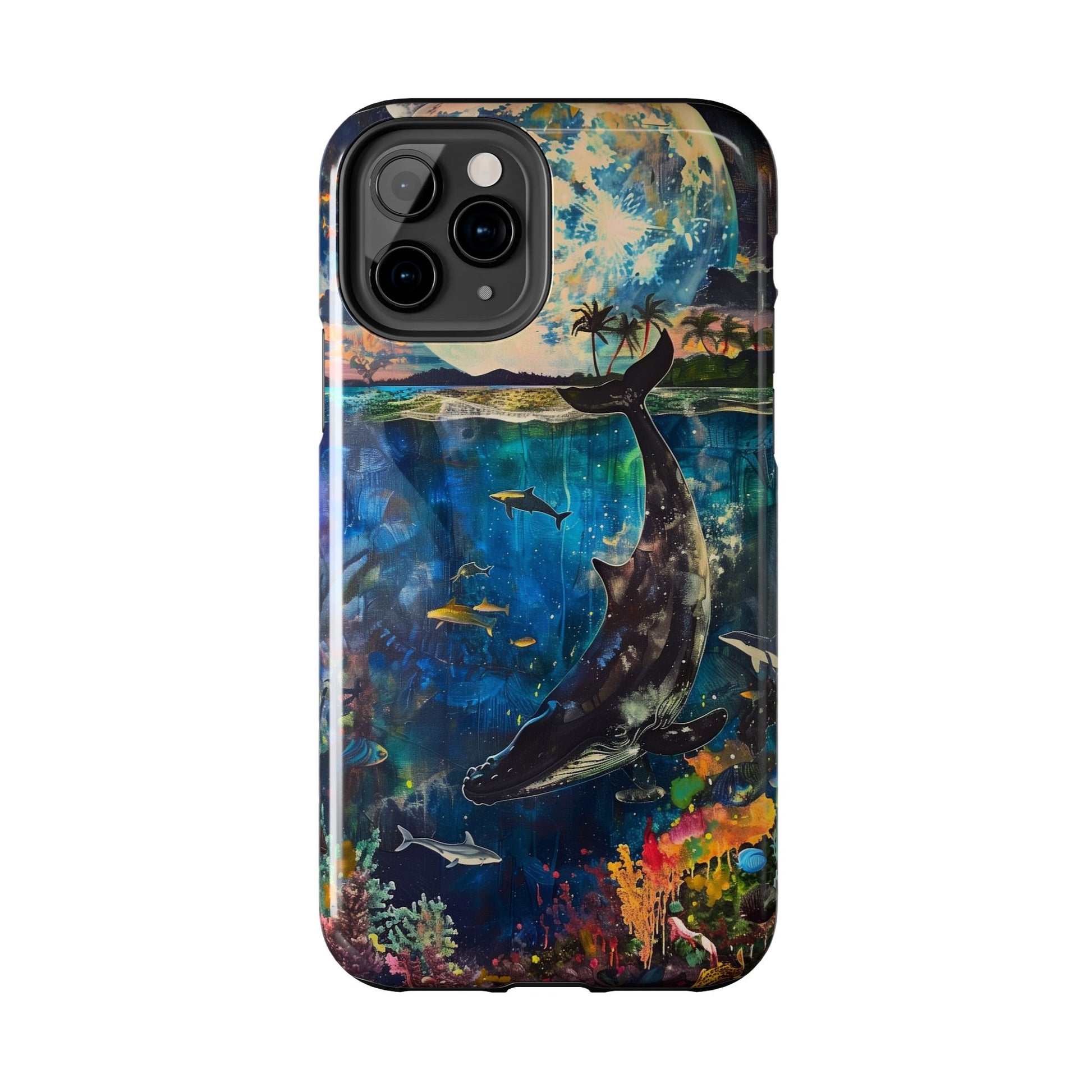 Abstract Moonlit Whale Underwater Phone Case - Durable and Stunning Protective Cover