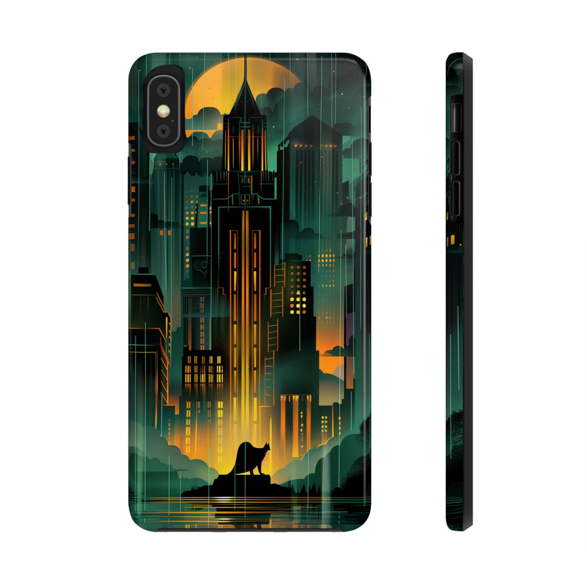 Nighttime Batman Phone Case - Gotham Art Deco Style - Noir Inspired Phone Cover - Dark Knight Accessory