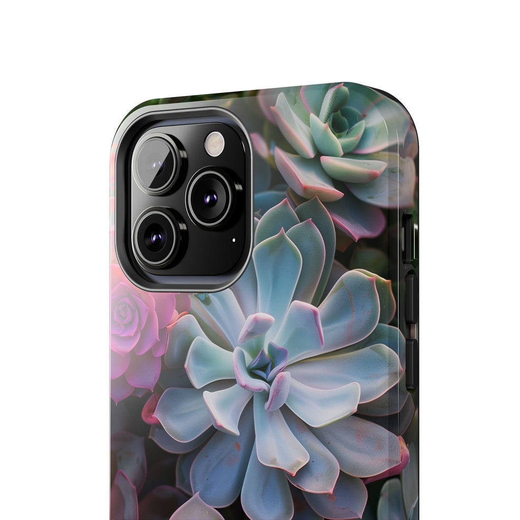 Pastel Succulent Flower Design Durable Phone Case - Tough Protection for iPhones