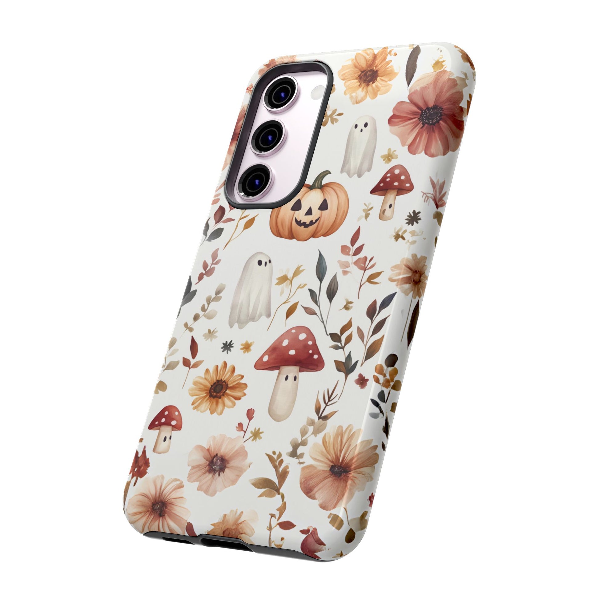 Cottagecore Fall Floral Phone Case for iPhone Samsung Pixel Autumn Pumpkin Tough Case iPhone 16 15 14 13 Pro Max