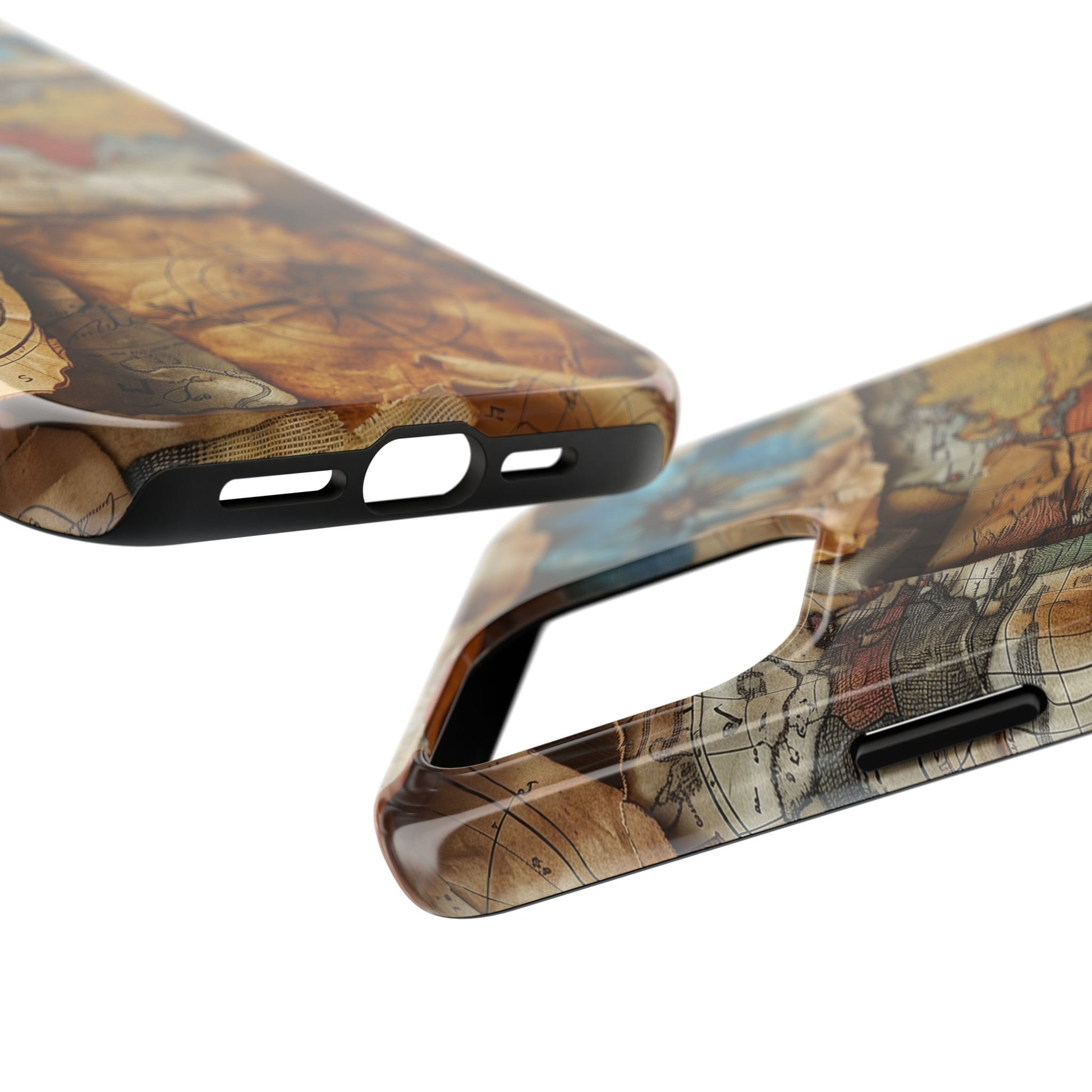 Double Layer Map Phone Case - Protective Phone Case Vintage Map Design - Durable Dual Layer Case with Map Print - Travel Inspired Phone Case