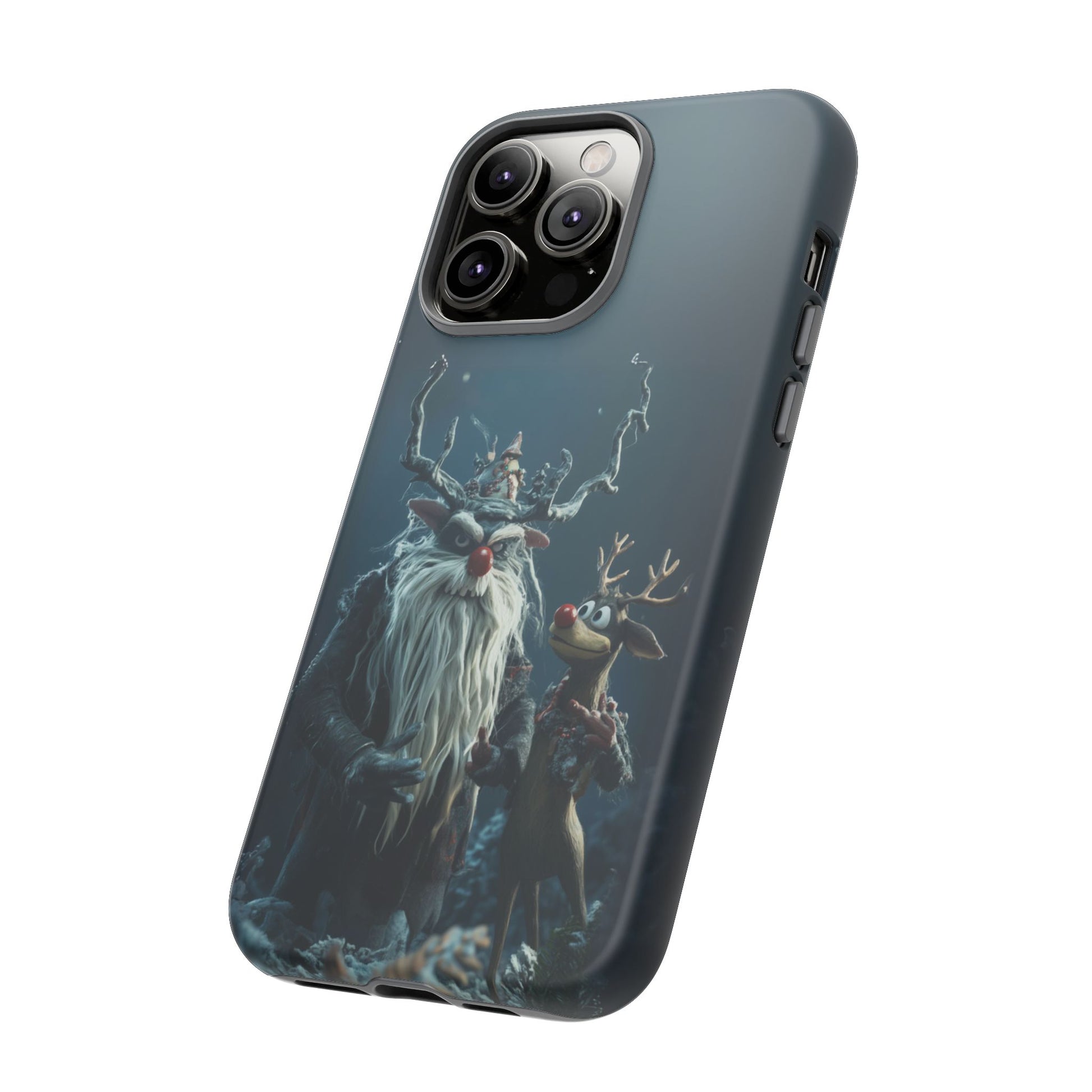 Christmas Rudolph Red Nose Reindeer Krampus Rankin Bass 3D Phone Case Festive Snowflakes iPhone 13 14 15 16 Pro Max Galaxy Pixel