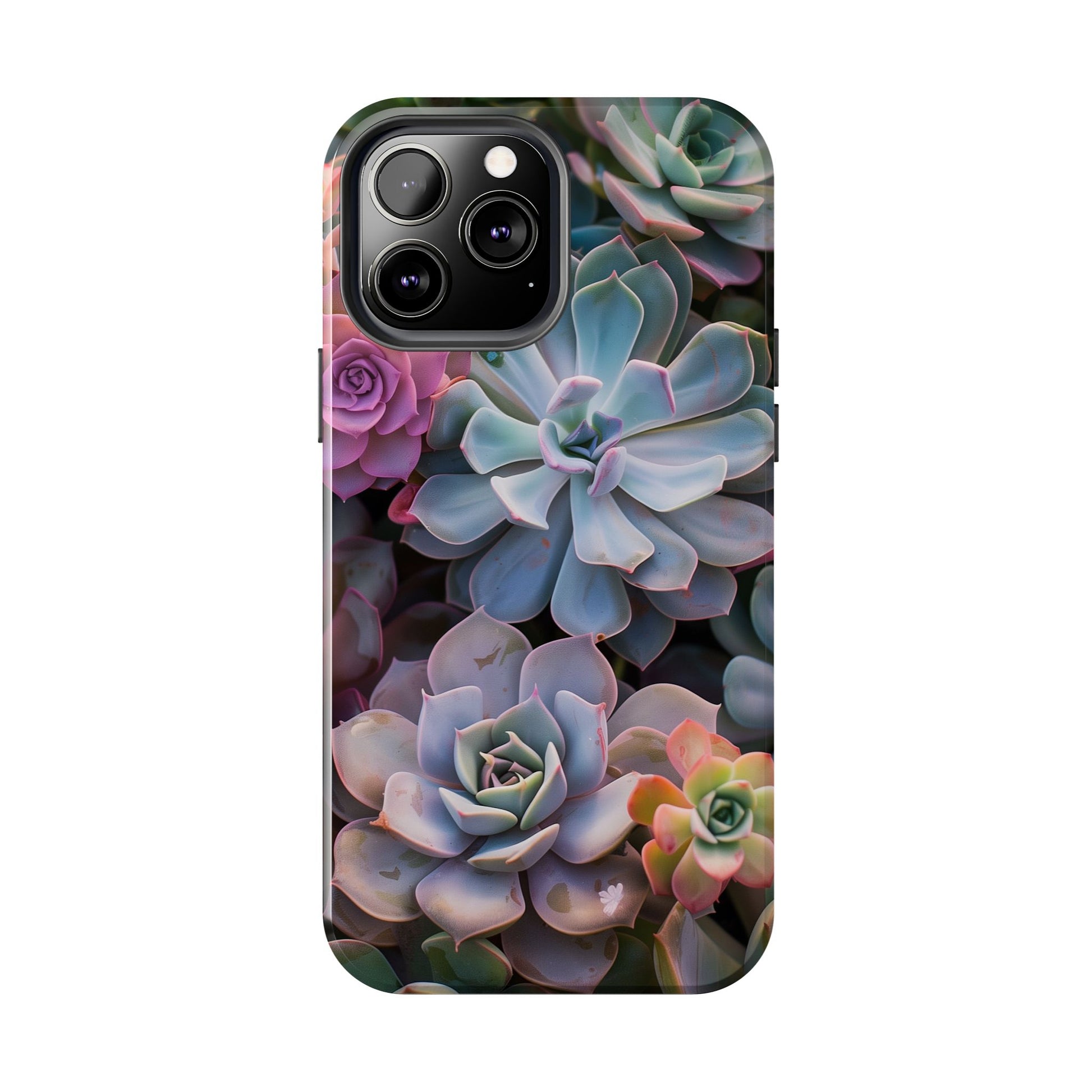 Pastel Succulent Flower Design Durable Phone Case - Tough Protection for iPhones