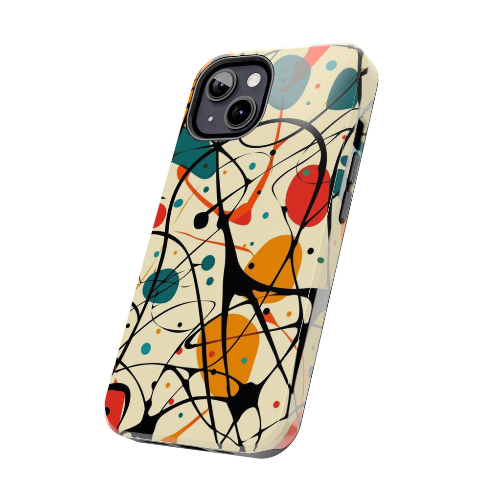 Mid Mod Phone Case,  Colorful Mid Mod Design Durable Phone Case, Vibrant and Stylish iPhone Tough Cover, iphone 15 case, iphone 14 pro max
