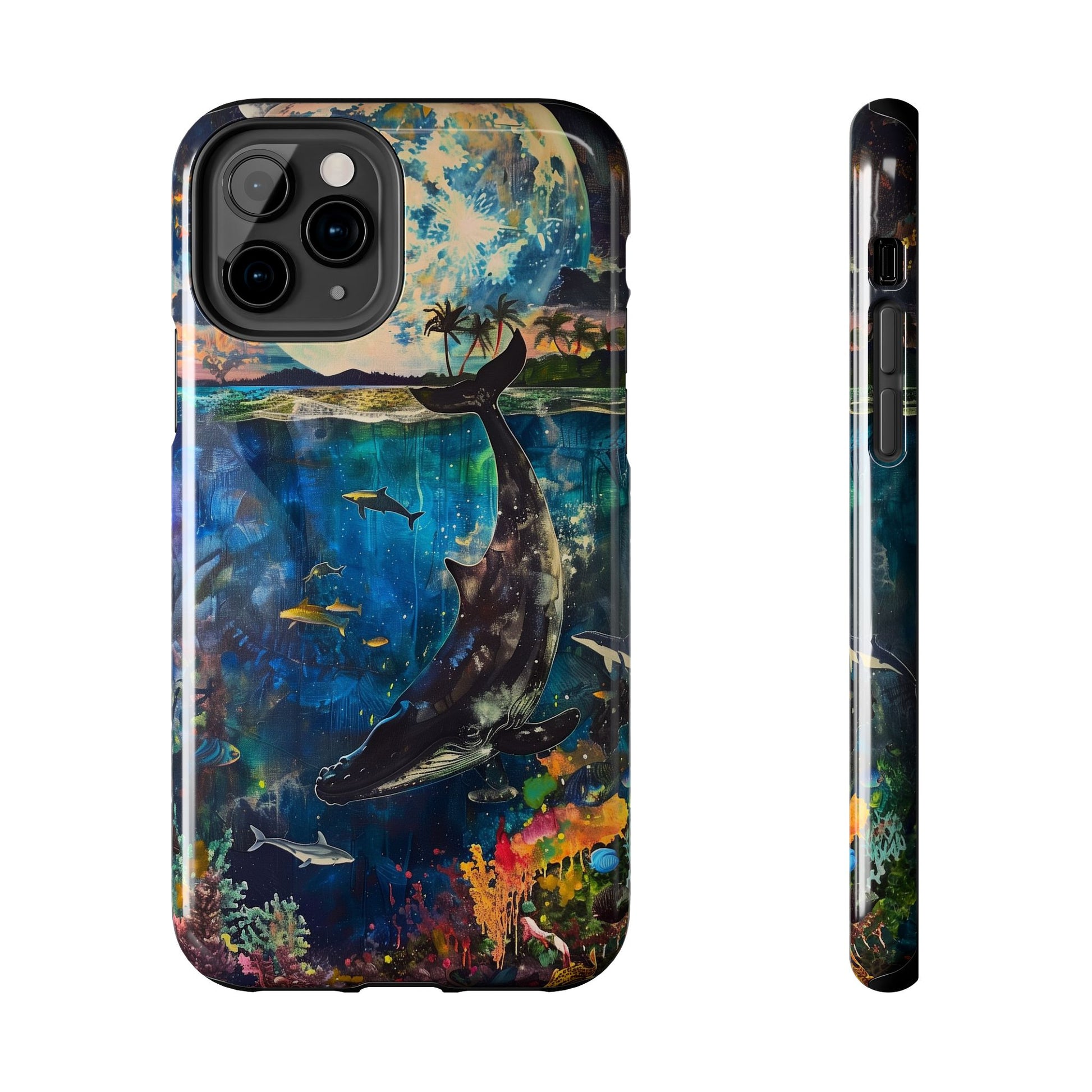 Abstract Moonlit Whale Underwater Phone Case - Durable and Stunning Protective Cover