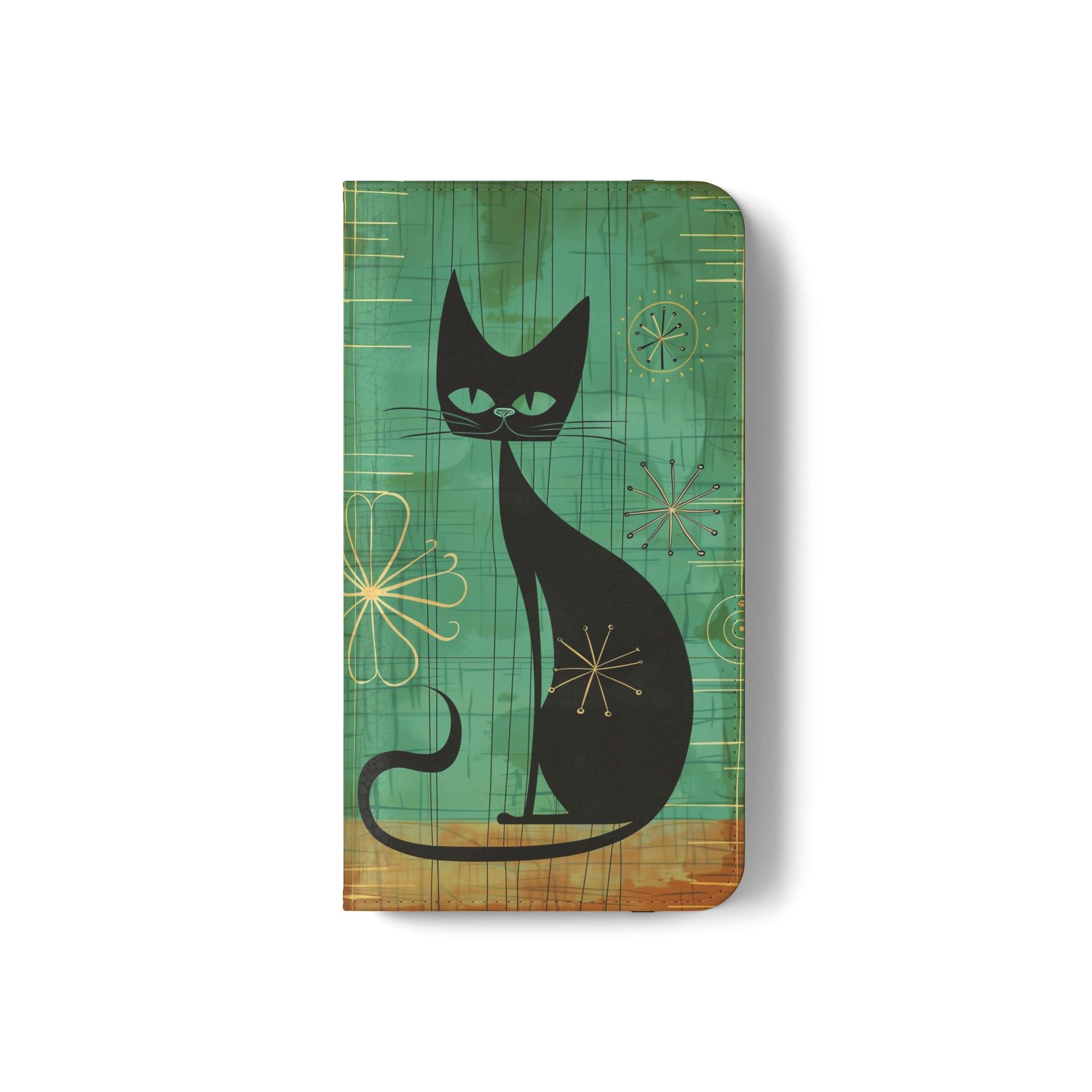 Mid-Century Modern Flip Case, Mid Mod Phone Case, Atomic Cats Case, Retro Chic Smartphone Cover, Android, Apple, Samsung Atomic Cats
