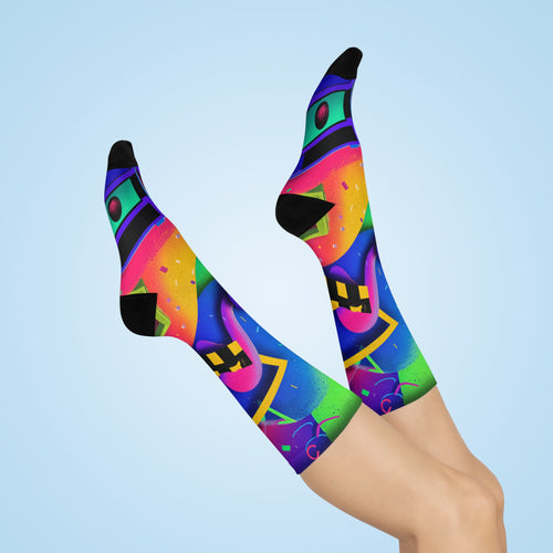 80s Vibe Neon Abstract Super Crew Socks