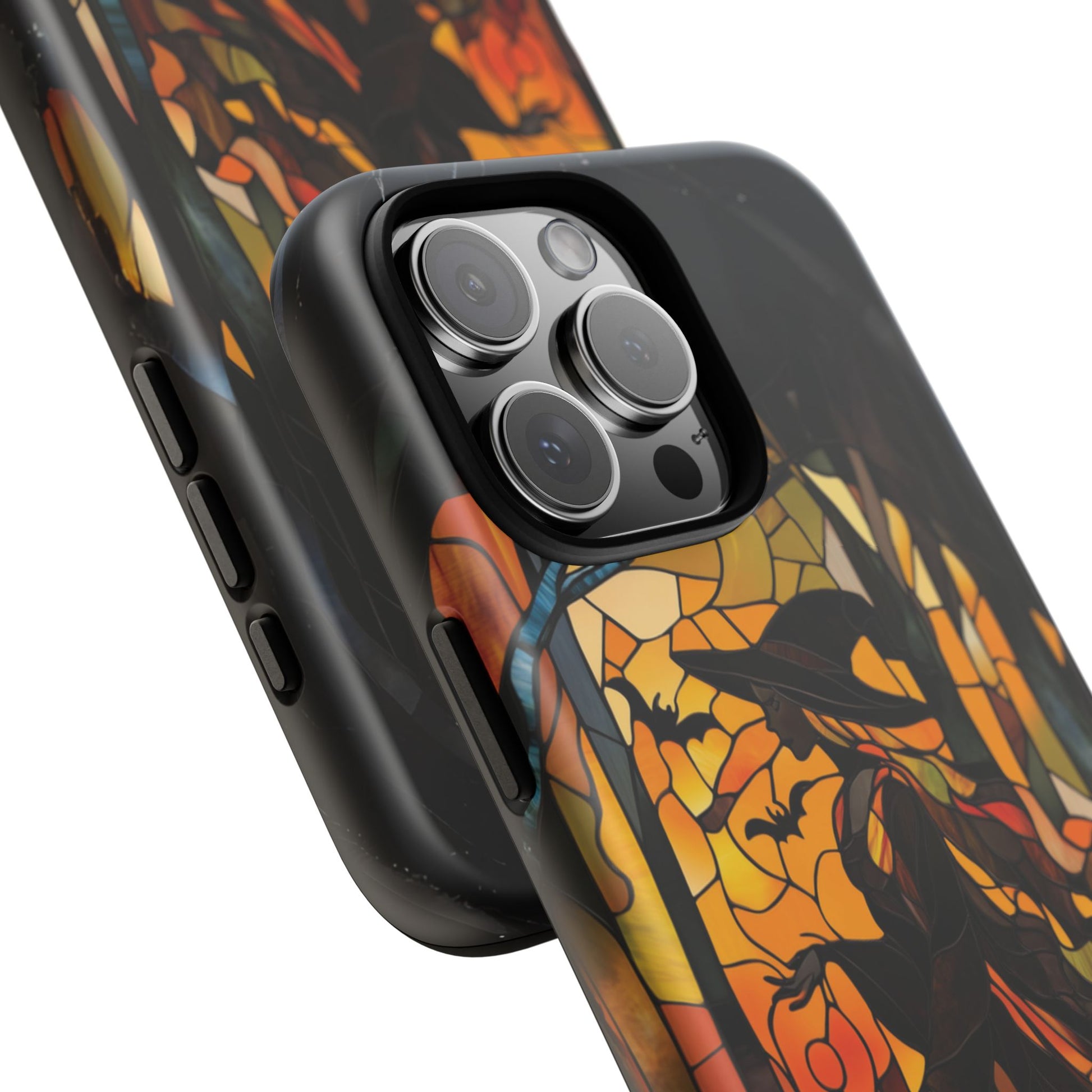 Dark Academia Halloween Witch Stained Glass Style