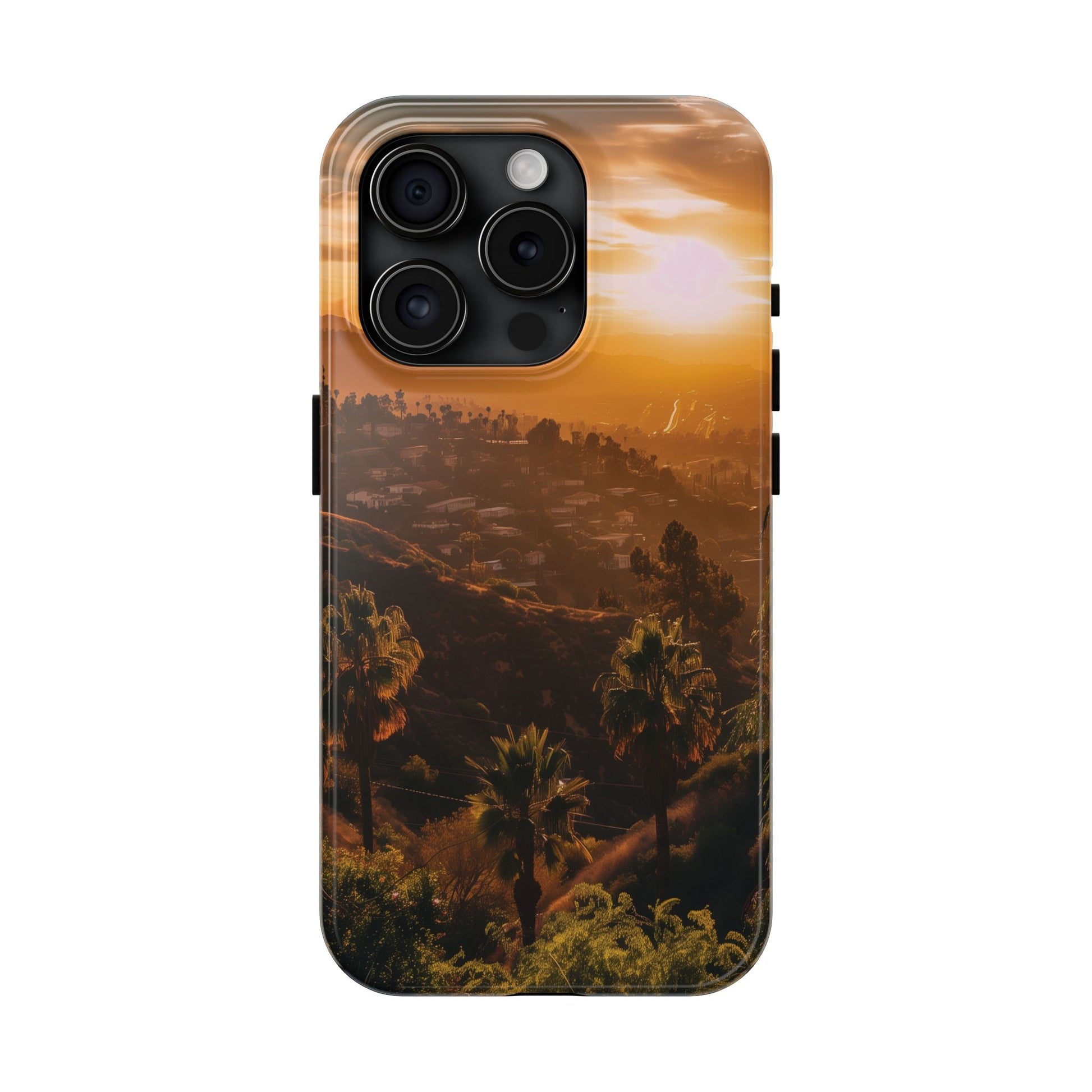 Los Angeles Sunset iPhone Case, Golden Hour Scenic View, Hollywood Hills Sunset Phone Case, Palm Trees Phone Case, iphone 15 pro max case