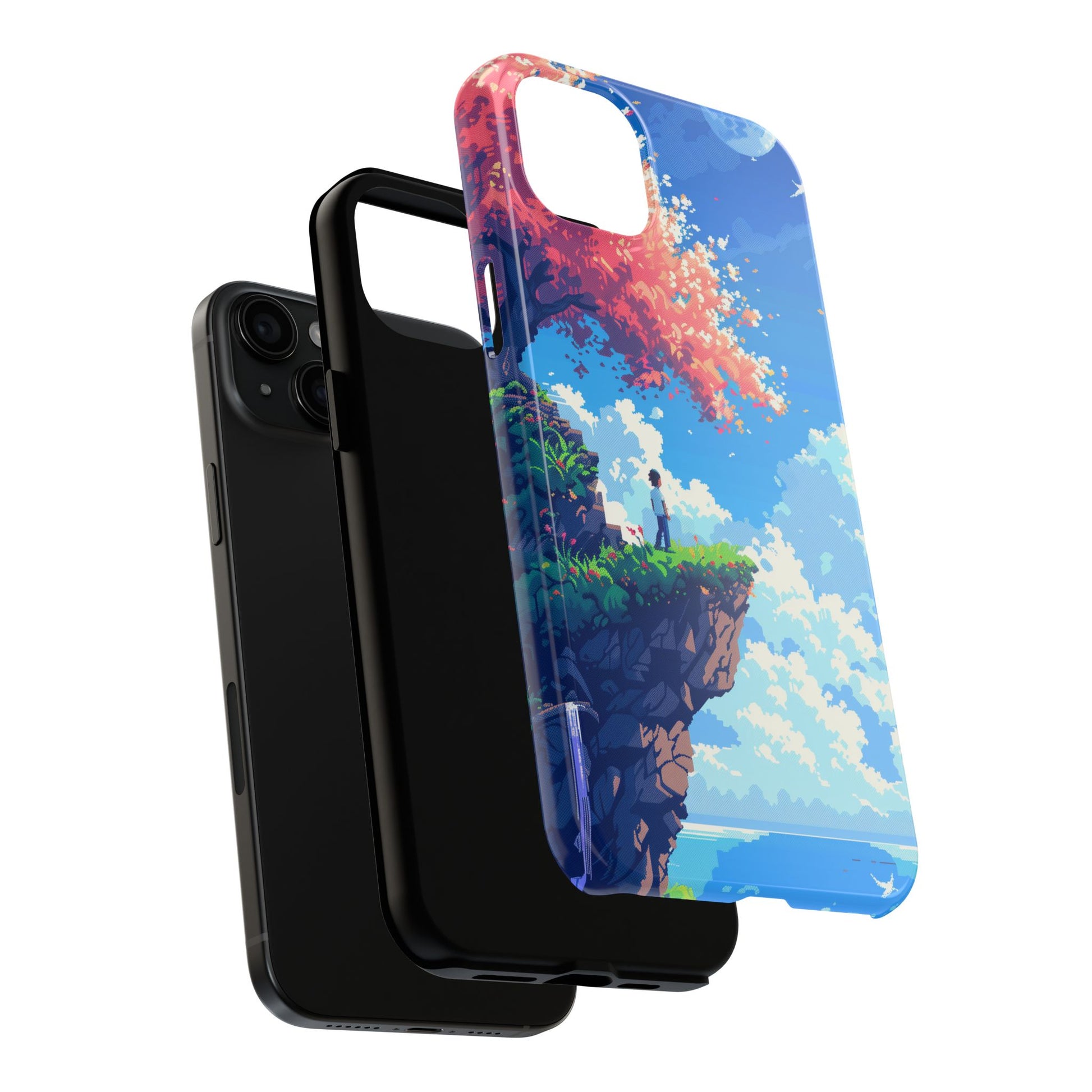 Pixel Art Video Game Landscapes Phone Case, Retro Gaming Pixelated Design, Geeky Gamer Phone Cover, Unique Video Game Art Accessories