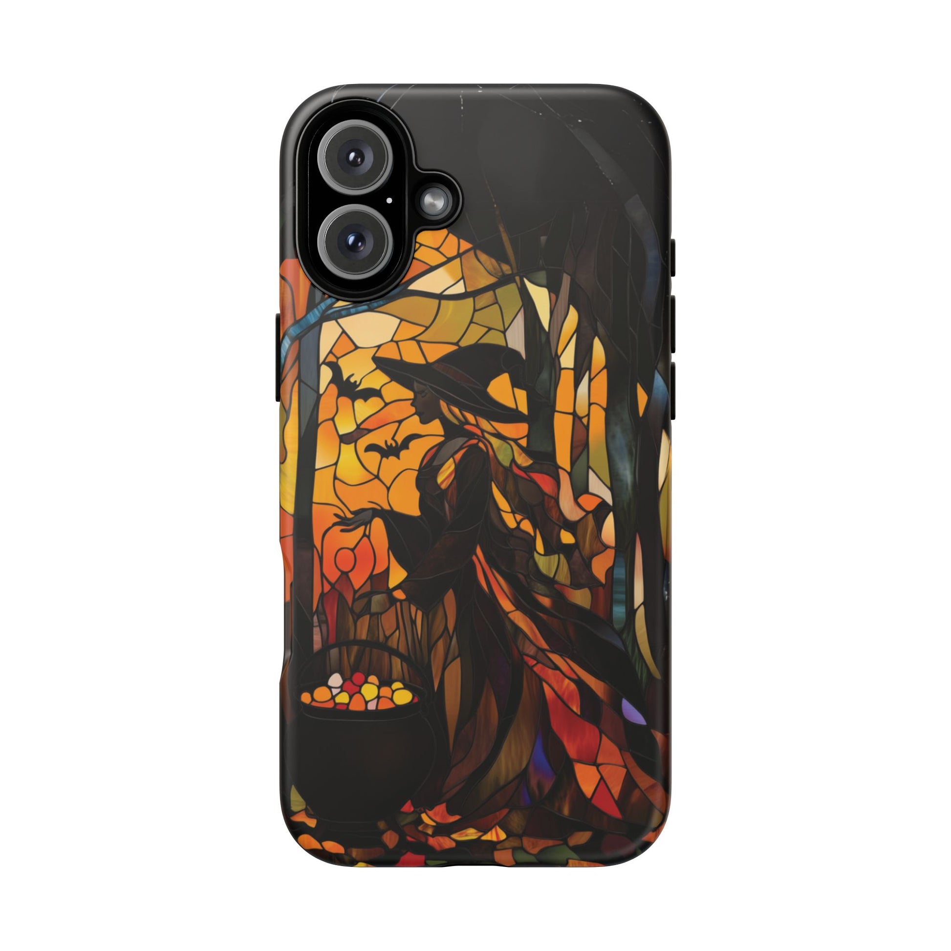 Dark Academia Halloween Witch Stained Glass Style