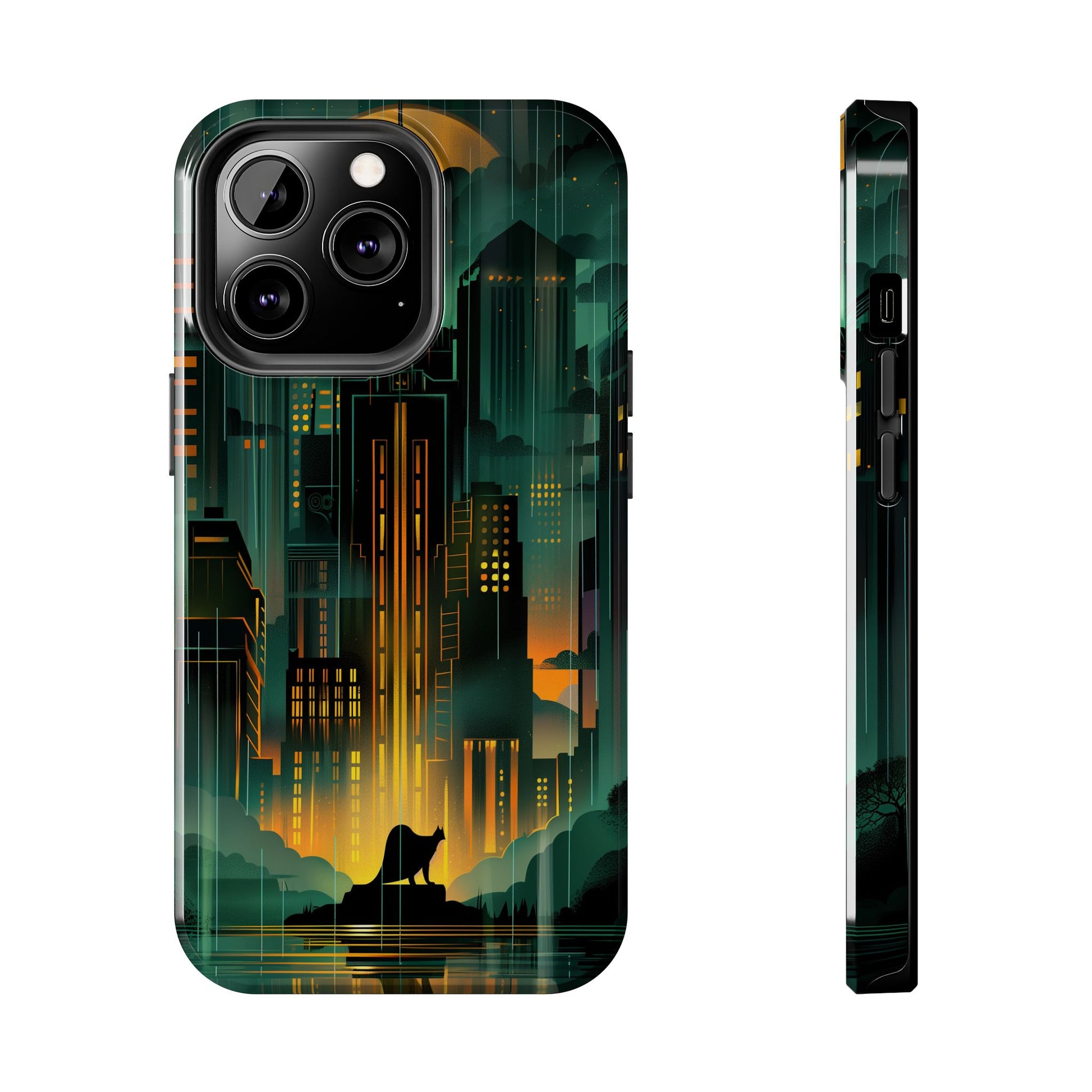 Nighttime Batman Phone Case - Gotham Art Deco Style - Noir Inspired Phone Cover - Dark Knight Accessory