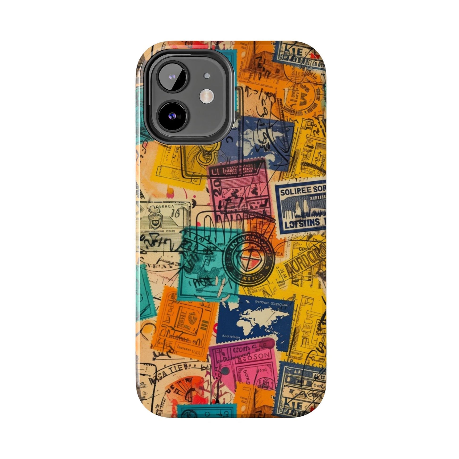 Travel Stamps Tough Case - Durable iPhone case Vintage Travel Stamps Design - Adventure Inspired Case - Protective Global Destination Prints