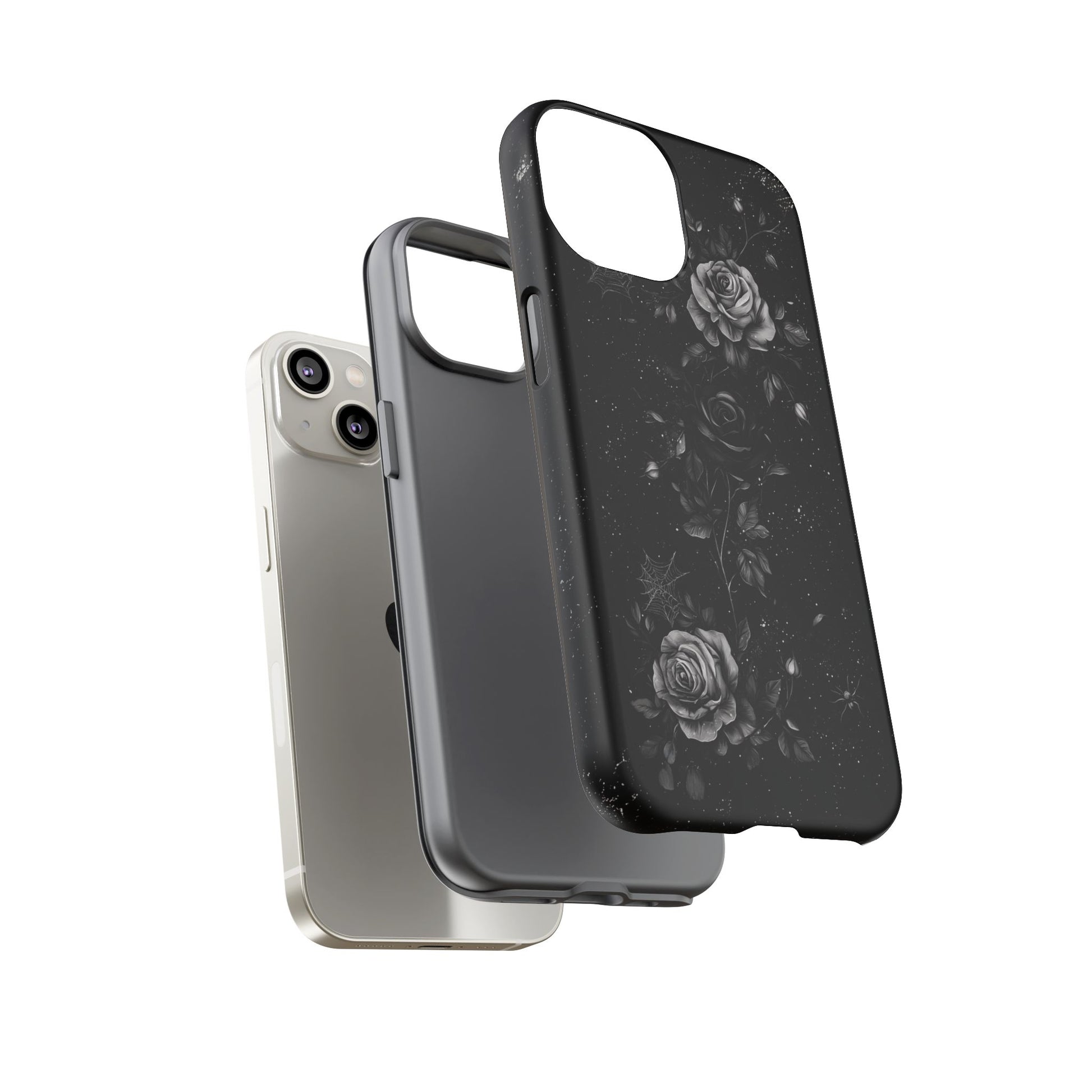 Gothic Floral Phone Case Dark Academia Black Roses Spider Webs Space Witchcraft Night Sky iPhone 13 14 15 16 Pro Max Galaxy Pixel