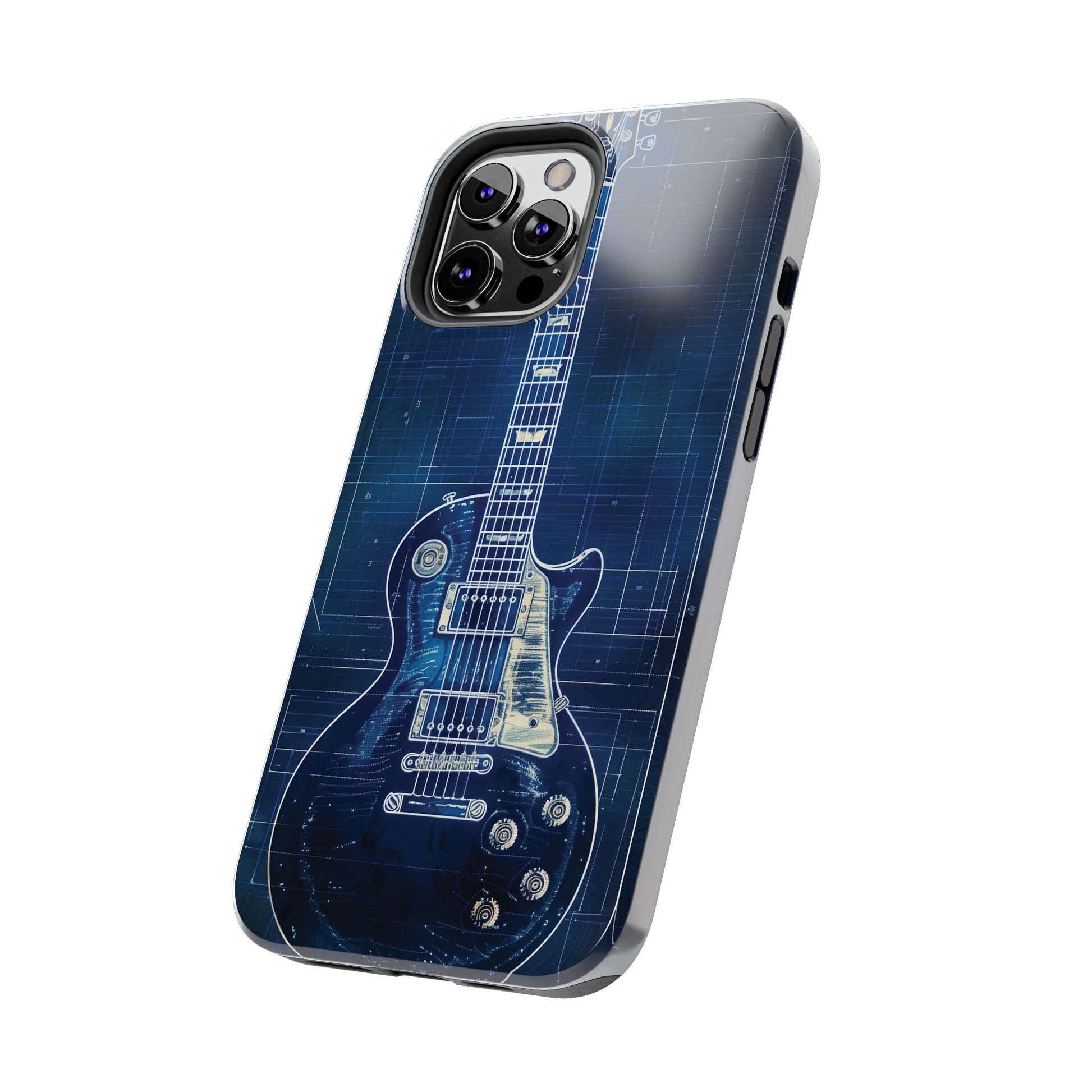 Guitar Phone Case, Guitar Blueprint iPhone Cover, Vintage Guitar Design, Custom iPhone Covers, Rock Music Phone Accessories, Musician Gift
