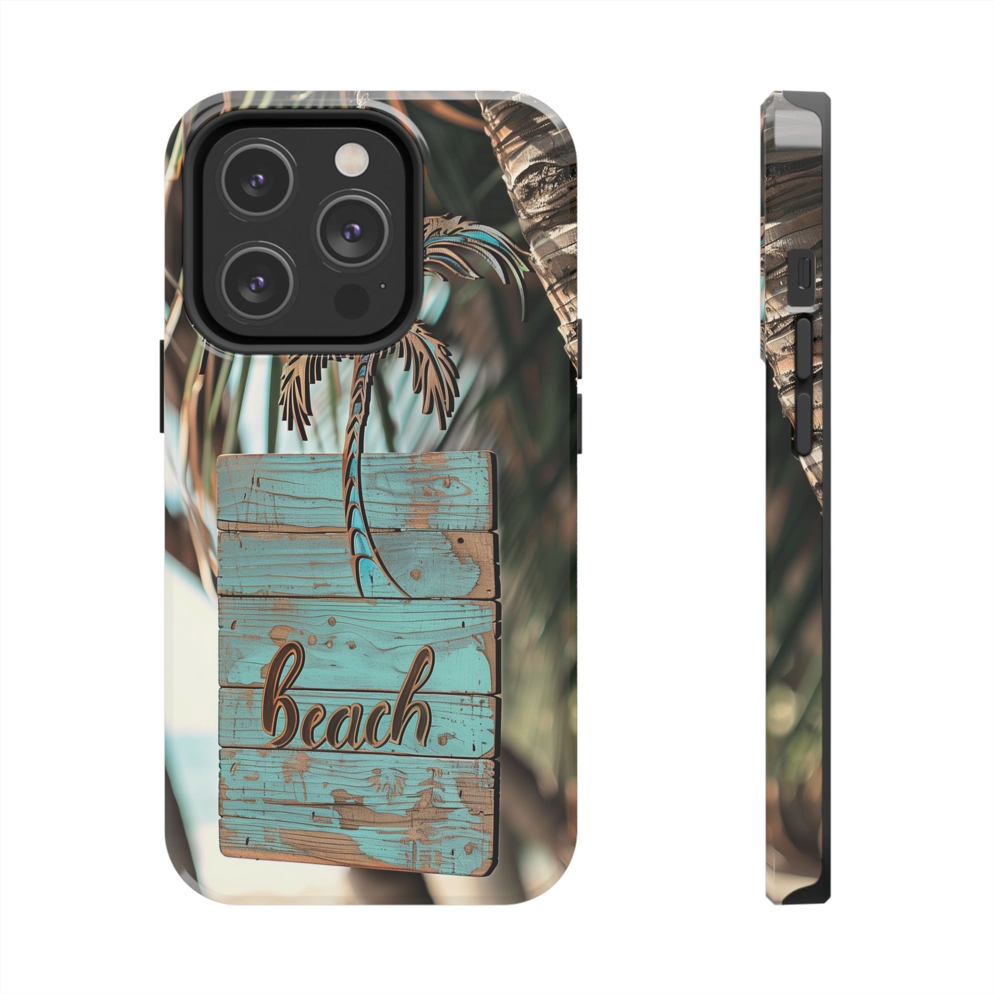 Durable Phone Case with Palm Tree Charm