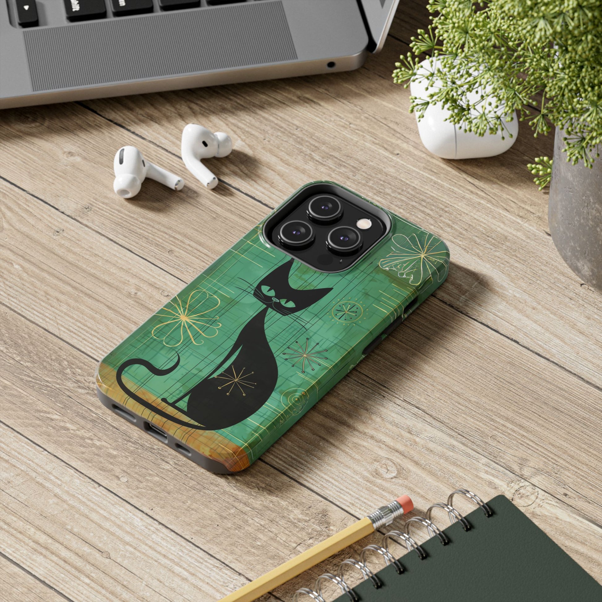 Mid-Century Modern Phone Case-Case, Mid Mod iPhone Case, Atomic Cats iPhone Case, Retro Chic Smartphone Cover, Unique Phone Case