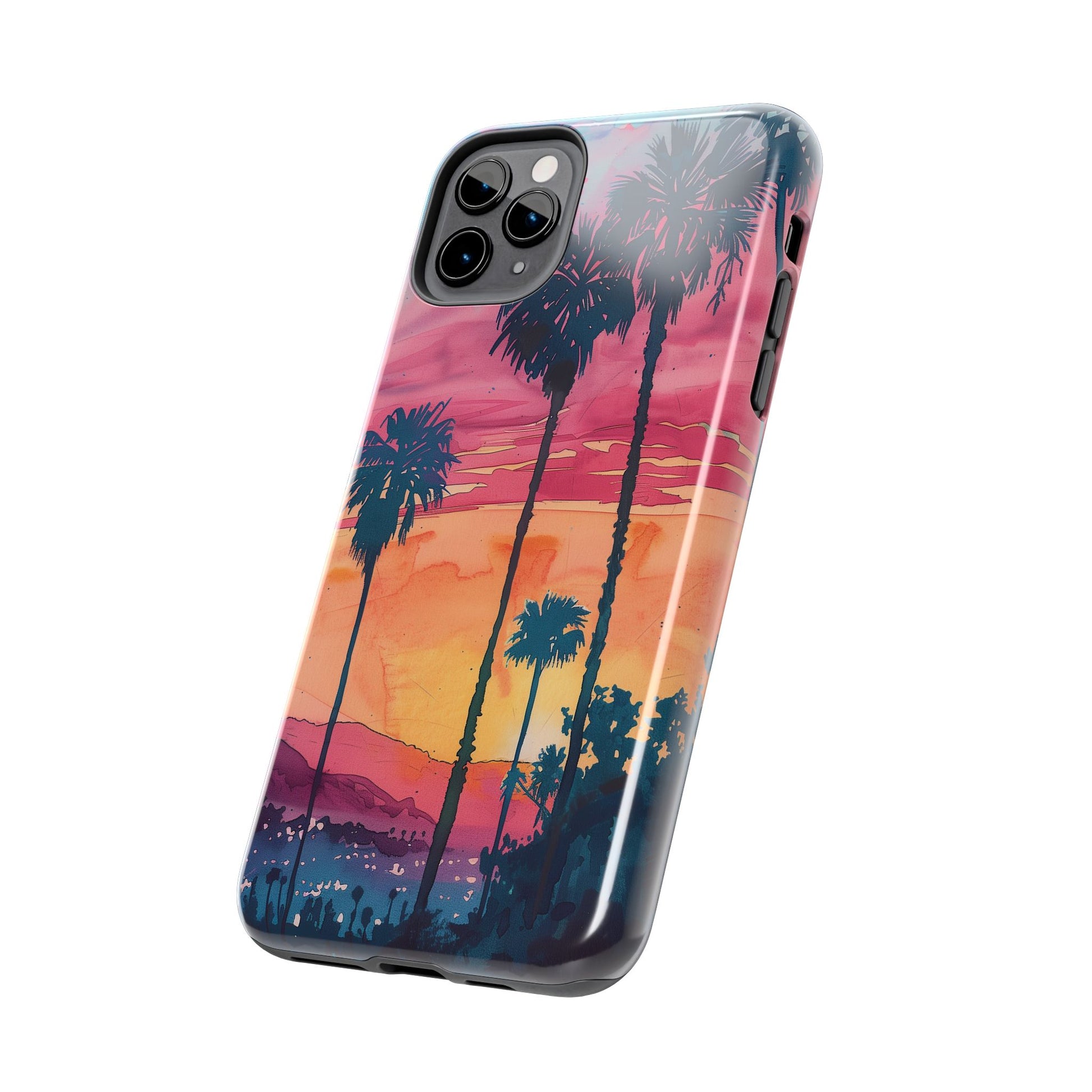Los Angeles Sunset iPhone Case, Golden Hour Scenic View, Hollywood Hills Sunset Phone Case, Palm Trees Phone Case, iphone 15 pro max case