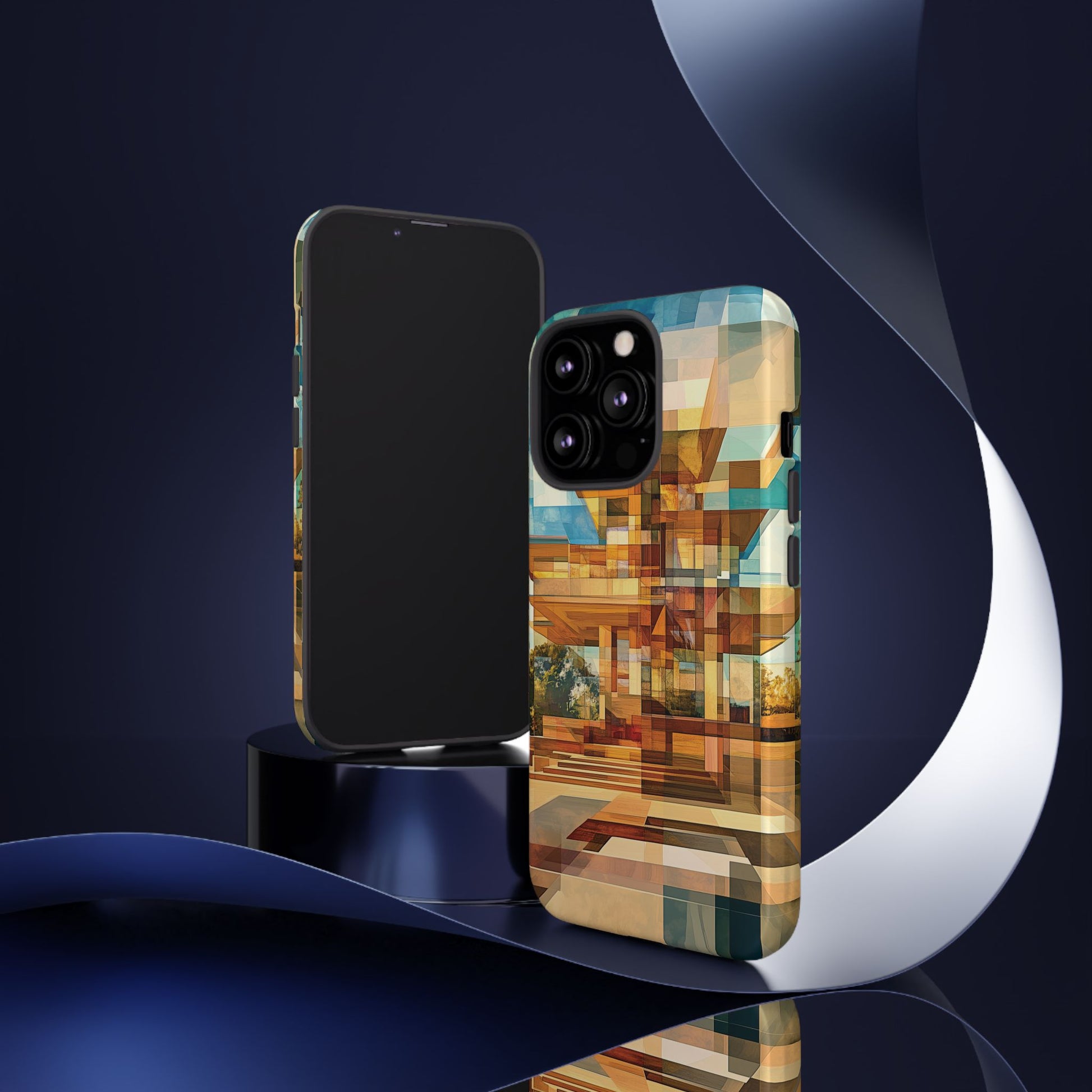 Frank Lloyd Wright Inspired Prairie Usonian Phone Case Geometric Stained Glass Art Deco Marble Gold 13 14 15 16 iPhone Pro Max Galaxy Pixel