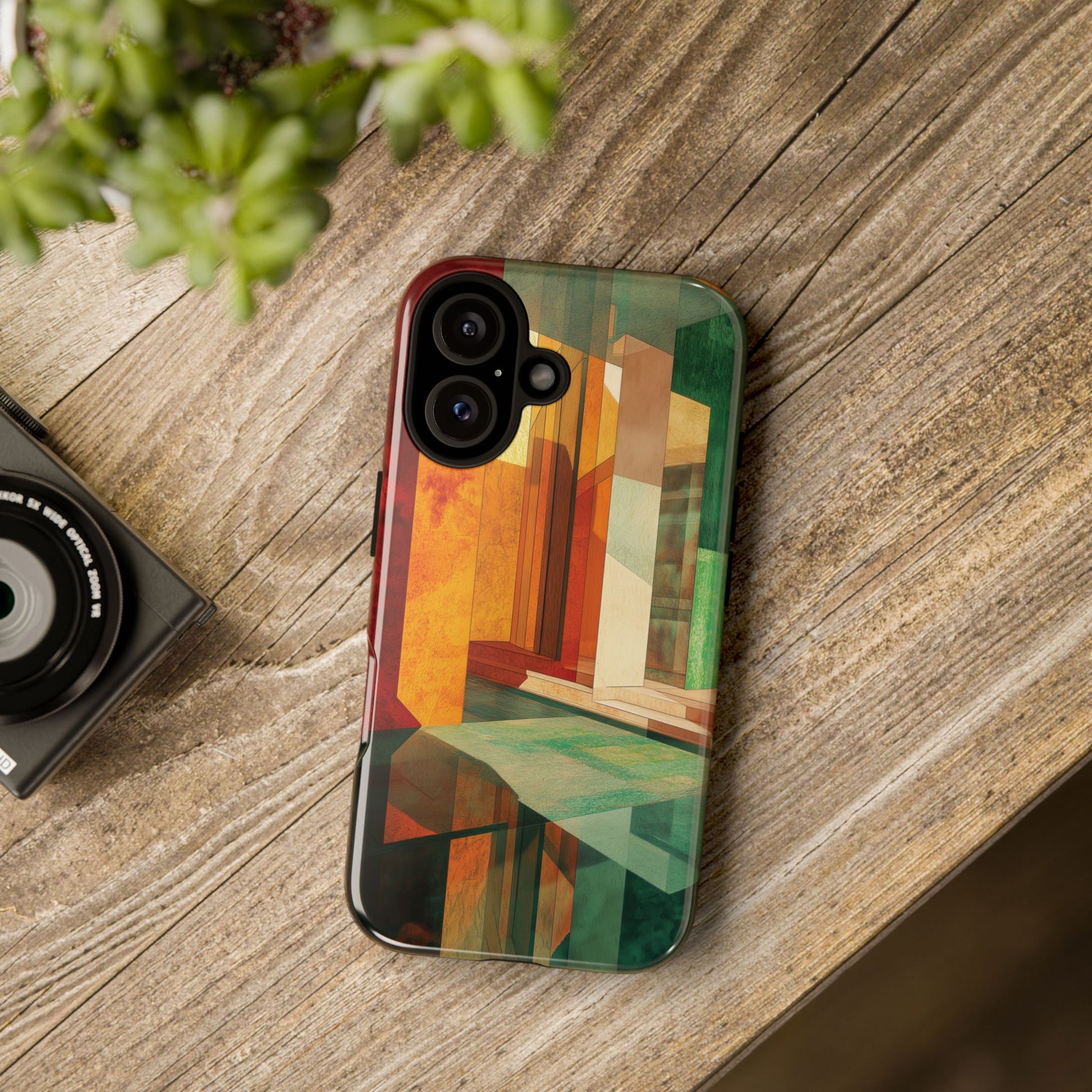 Art Deco Frank Lloyd Wright Inspired Usonian Phone Case Geometric Stained Glass Art Deco Marble Gold 13 14 15 16 iPhone Pro Max Galaxy Pixel