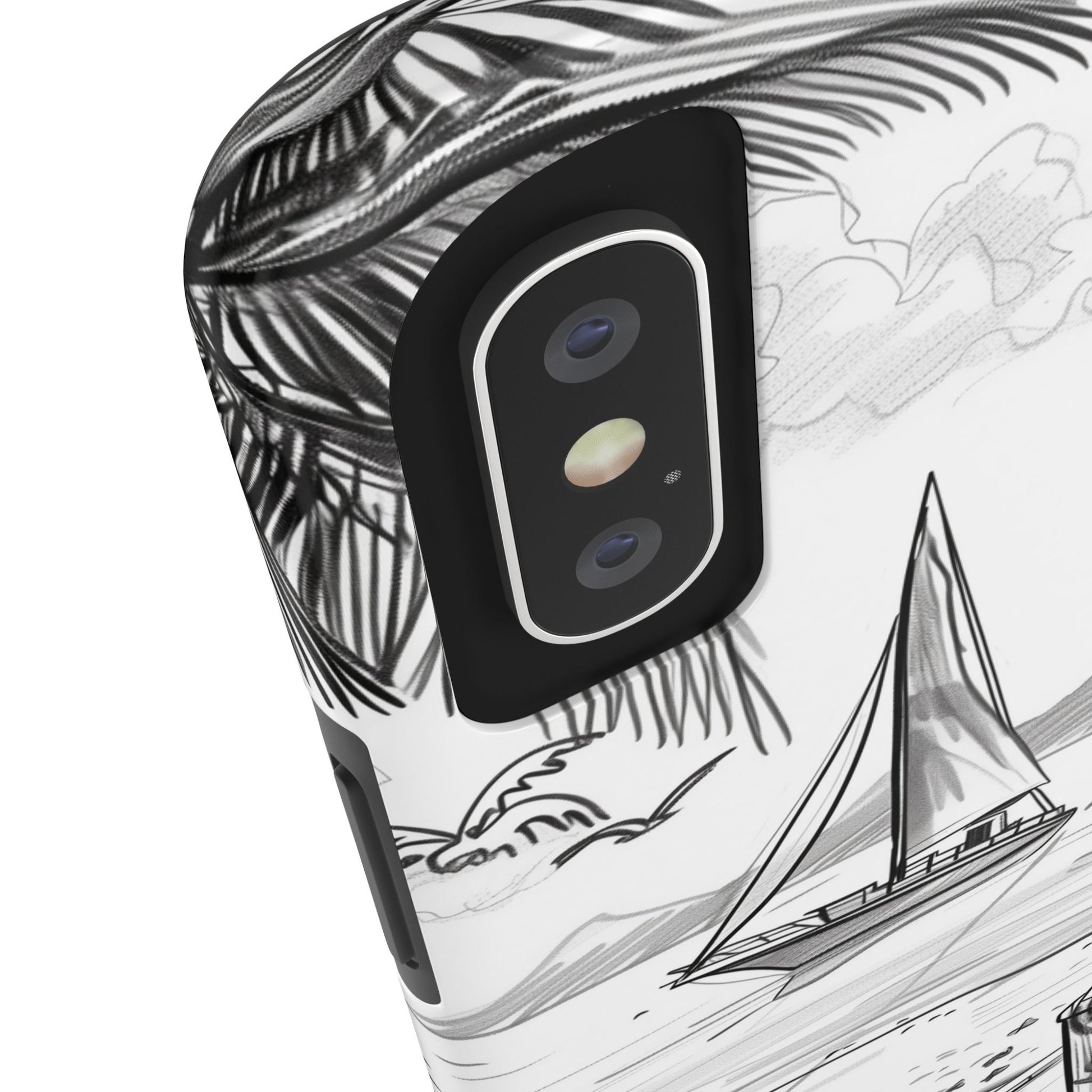 Beach Vibes Phone Case: Hand-Drawn Tiki Drinks & Tropical Paradise Design