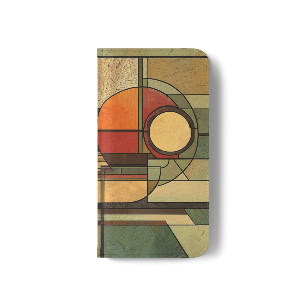 Art Deco Flip Case Prairie Style Stained Glass Inspired by Frank Lloyd Wright, Phone Covers, Colorful Protective Accessories, Unique