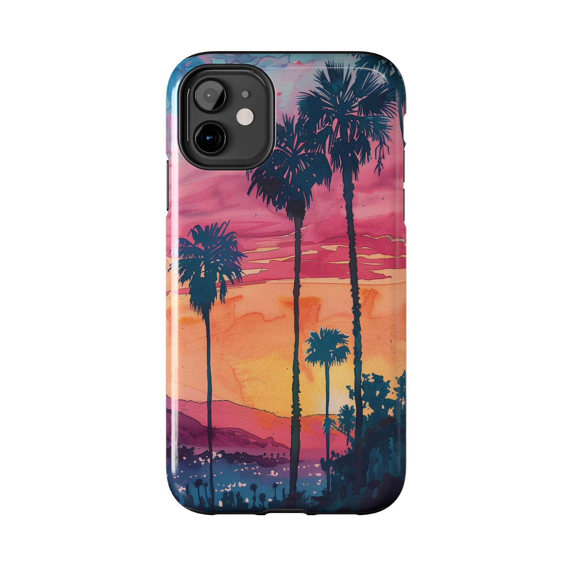 Los Angeles Sunset iPhone Case, Golden Hour Scenic View, Hollywood Hills Sunset Phone Case, Palm Trees Phone Case, iphone 15 pro max case