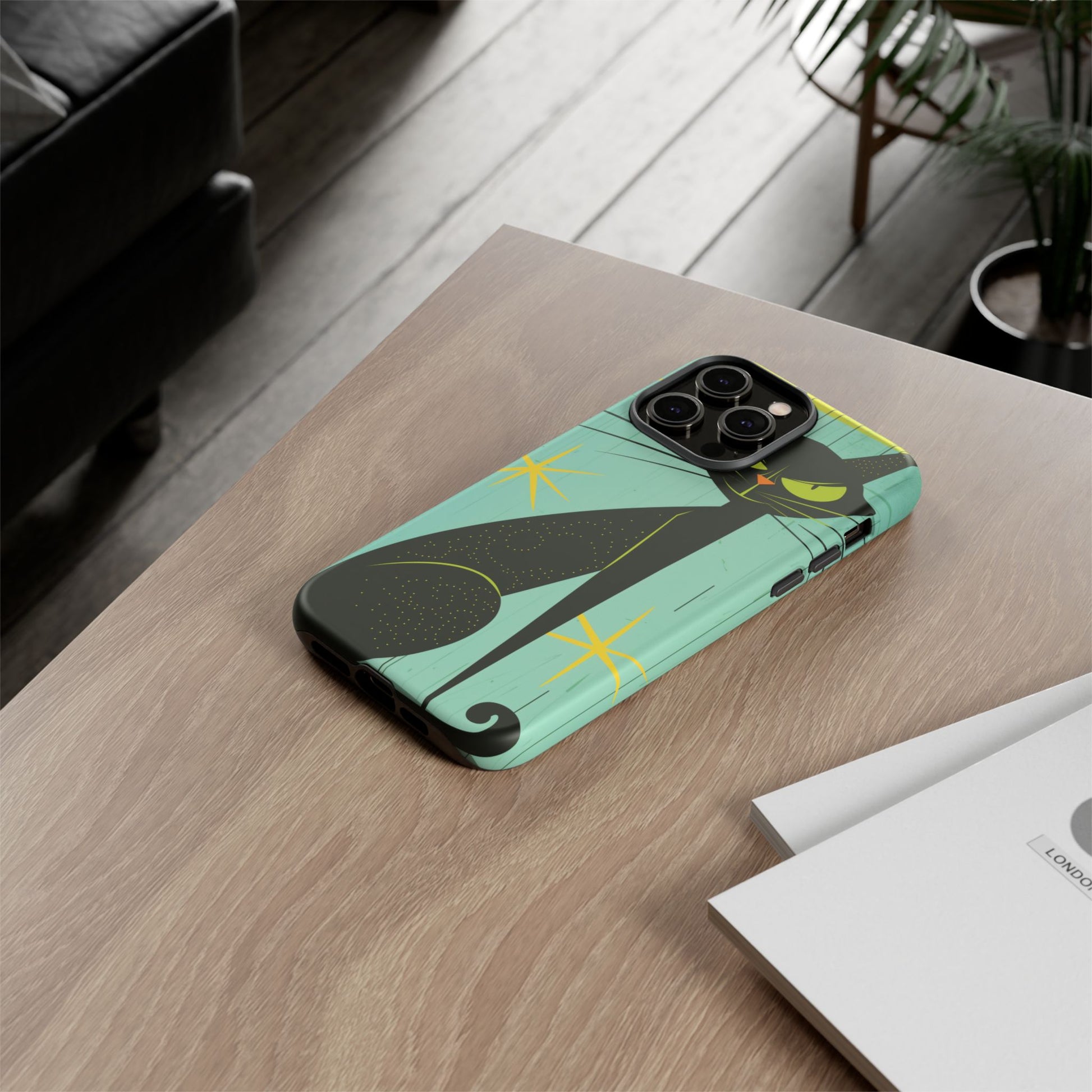 Mid-Century Modern Phone Case, Mid Mod Android Case, Atomic Cats Android Case, Retro Chic Smartphone Cover, Unique Artistic Phone Accessory