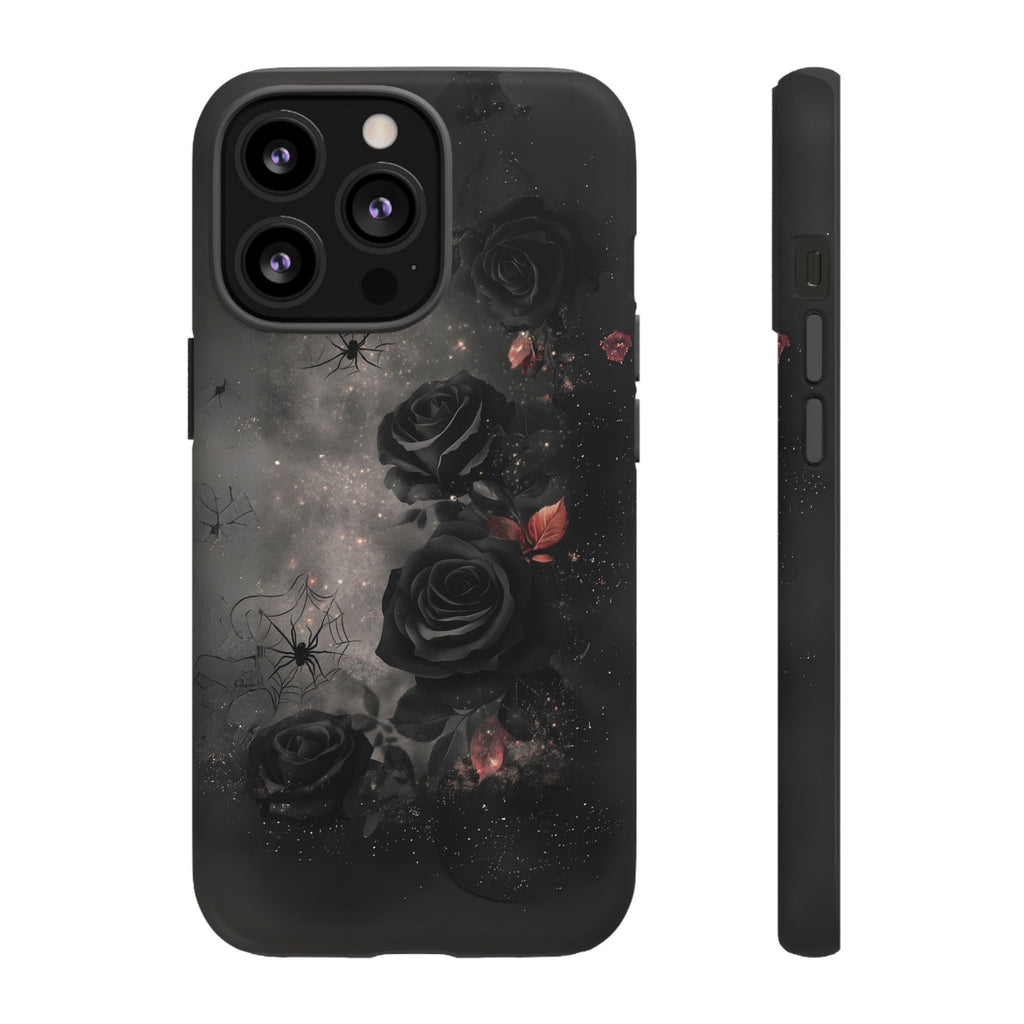 Gothic Floral Phone Case Dark Academia Black Roses Spider Webs Space Witchcraft Night Sky iPhone 13 14 15 16 Pro Max Galaxy Pixel