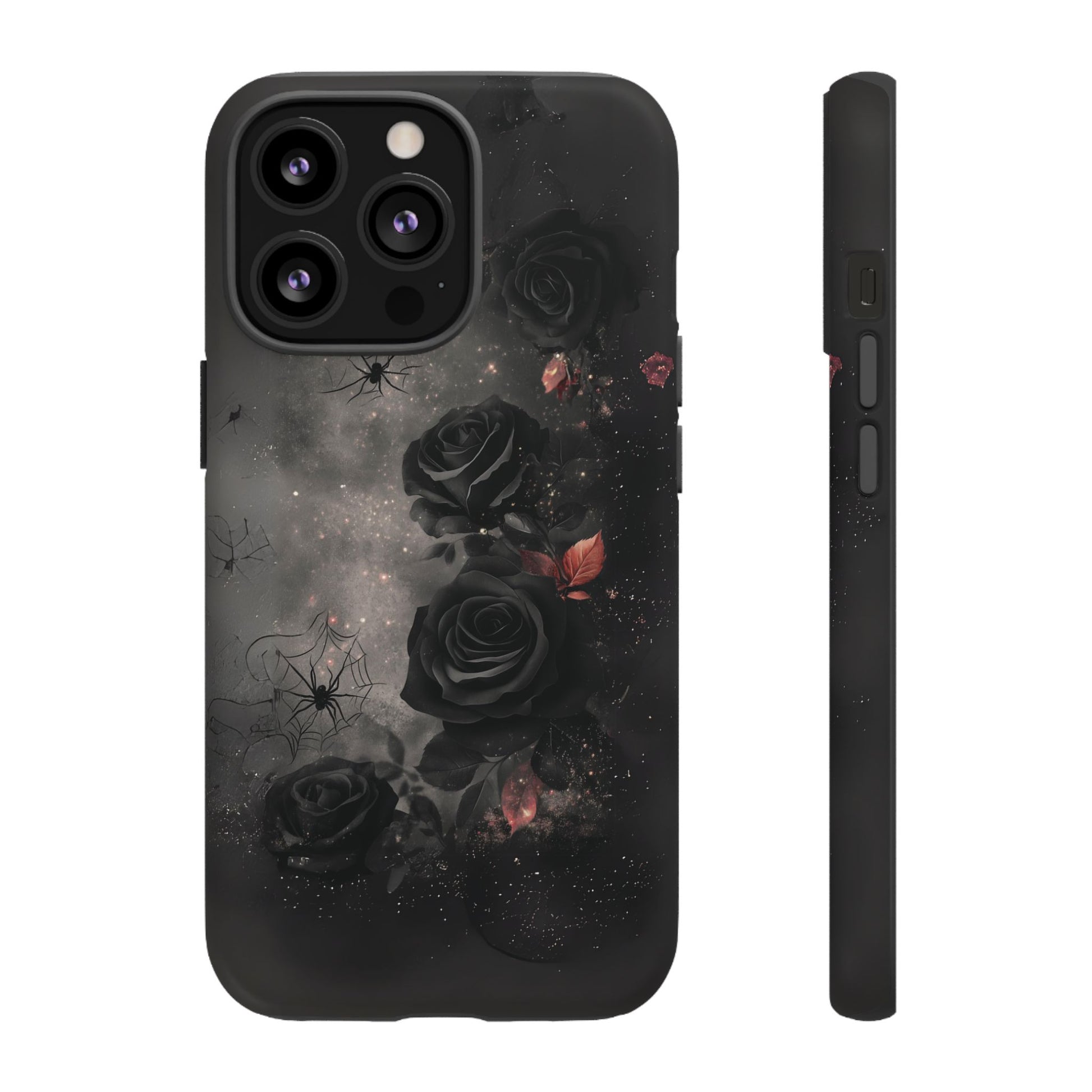 Gothic Floral Phone Case Dark Academia Black Roses Spider Webs Space Witchcraft Night Sky iPhone 13 14 15 16 Pro Max Galaxy Pixel