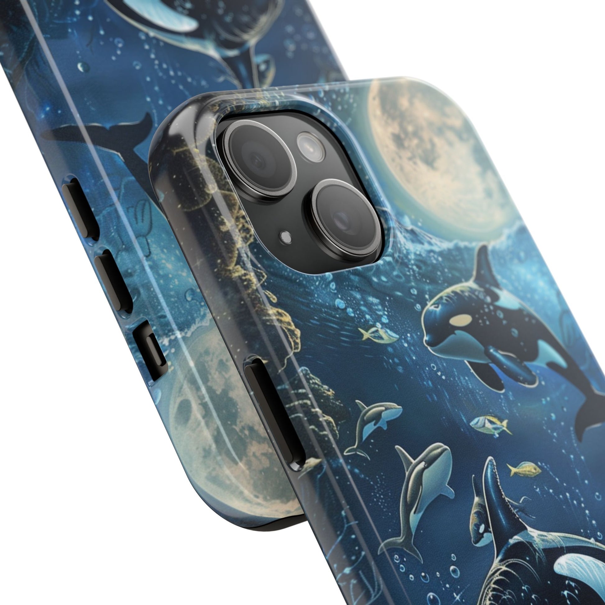 Orca Killer Whale Phone Case Ocean Moonlight Coral Reef Marine Life iPhone 13 14 15 16 pro max Sealife Oceanology Scuba Diving
