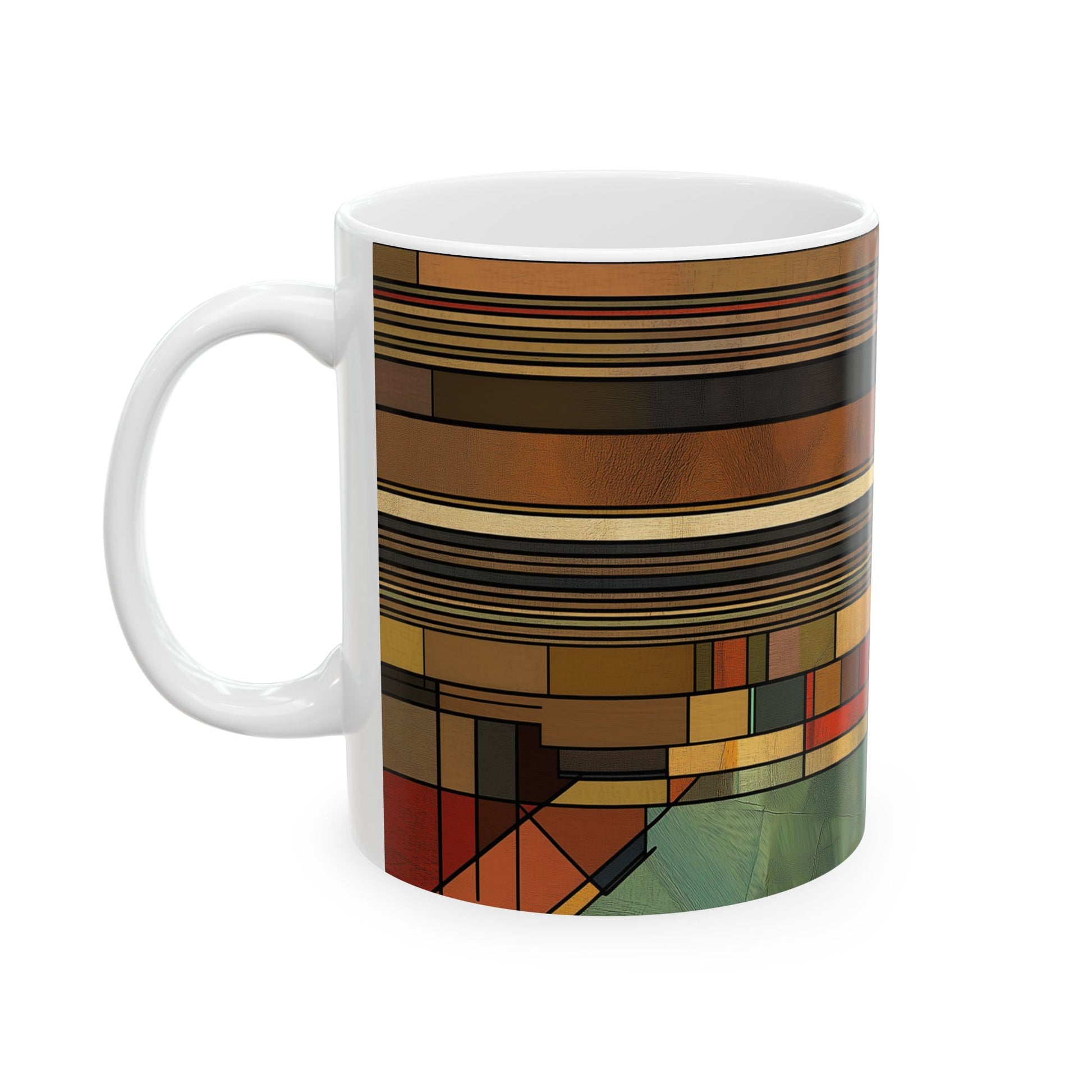 Frank Lloyd Wright Prairie Style Coffee Mug | 11oz Ceramic | Usonian Geometric Design