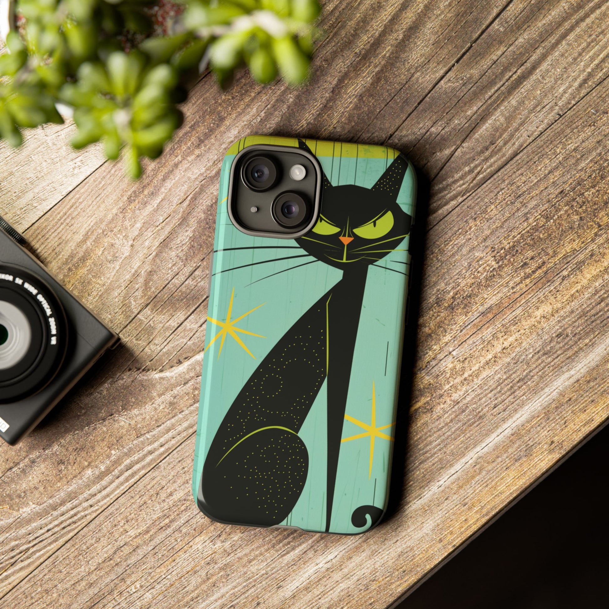 Mid-Century Modern Phone Case, Mid Mod Android Case, Atomic Cats Android Case, Retro Chic Smartphone Cover, Unique Artistic Phone Accessory